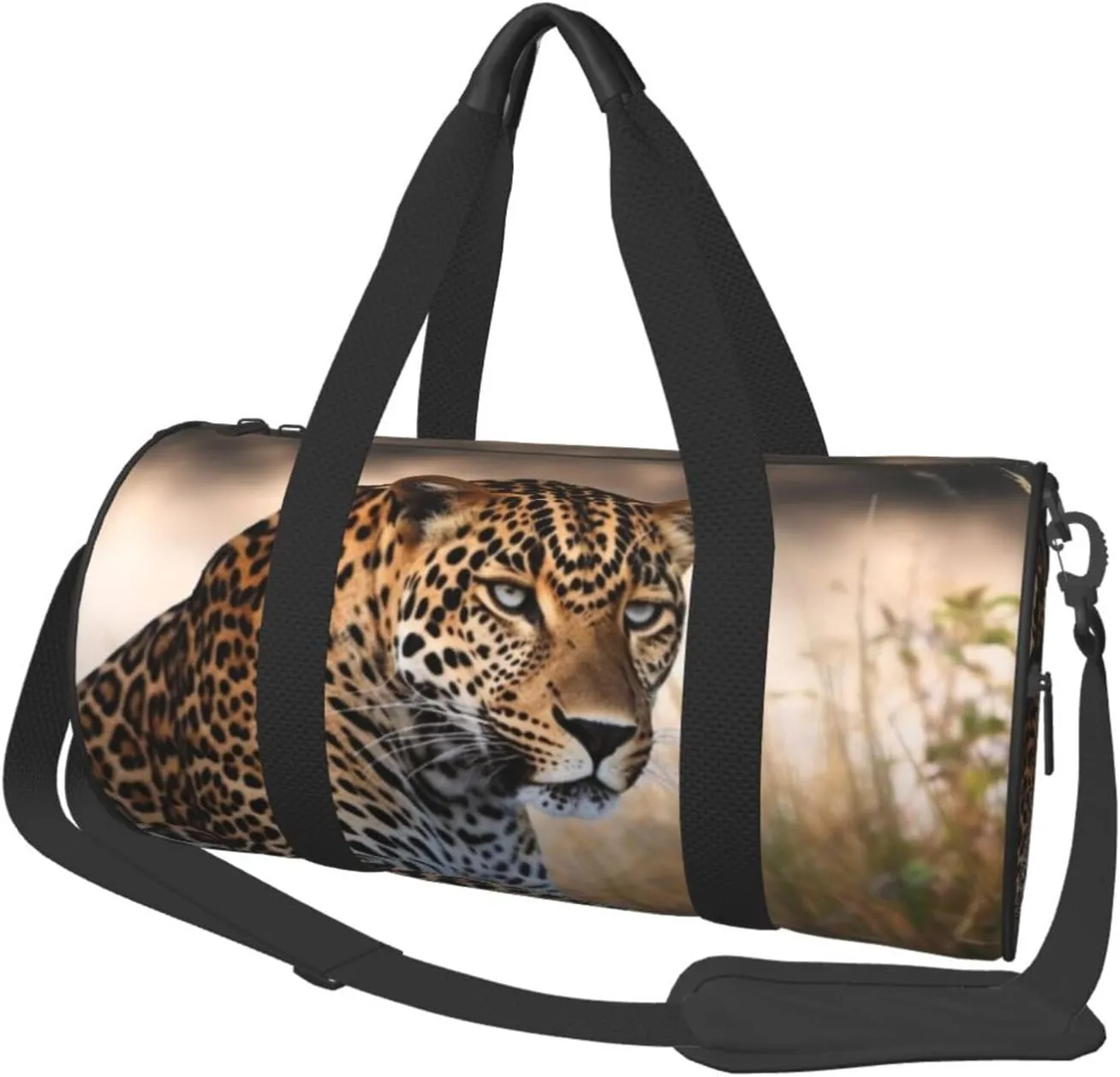 Sports Gym Bag for Women Men Travel Duffel Bag Tote African Animal Leopard Weekender Bag Canvas Carry on Overnight Bag for Travel Swimming Fitness Workout Sports Duffle Bag