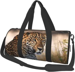 Sports Gym Bag for Women Men Travel Duffel Bag Tote African Animal Leopard Weekender Bag Canvas Carry on Overnight Bag for Travel Swimming Fitness Workout Sports Duffle Bag