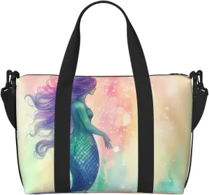 Sports Gym Bag for Women Men Travel Duffel Bag Tote Beautiful Mermaid tail Weekender Bag Canvas Carry on Overnight Bag for Travel Swimming Fitness Workout Sports Duffle Bag