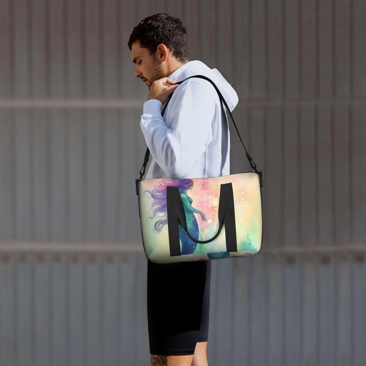 Sports Gym Bag for Women Men Travel Duffel Bag Tote Beautiful Mermaid tail Weekender Bag Canvas Carry on Overnight Bag for Travel Swimming Fitness Workout Sports Duffle Bag