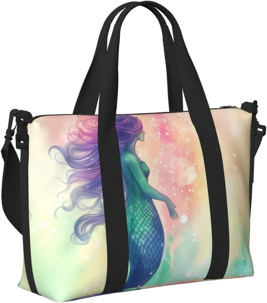 Sports Gym Bag for Women Men Travel Duffel Bag Tote Beautiful Mermaid tail Weekender Bag Canvas Carry on Overnight Bag for Travel Swimming Fitness Workout Sports Duffle Bag