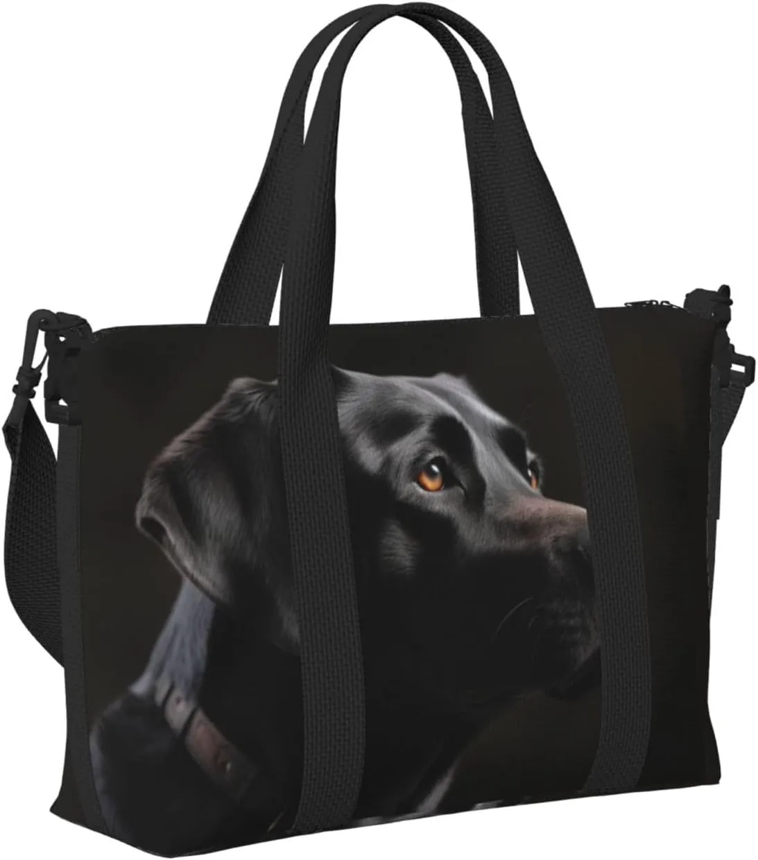 Sports Gym Bag for Women Men Travel Duffel Bag Tote Black Labrador Weekender Bag Canvas Carry on Overnight Bag for Travel Swimming Fitness Workout Sports Duffle Bag