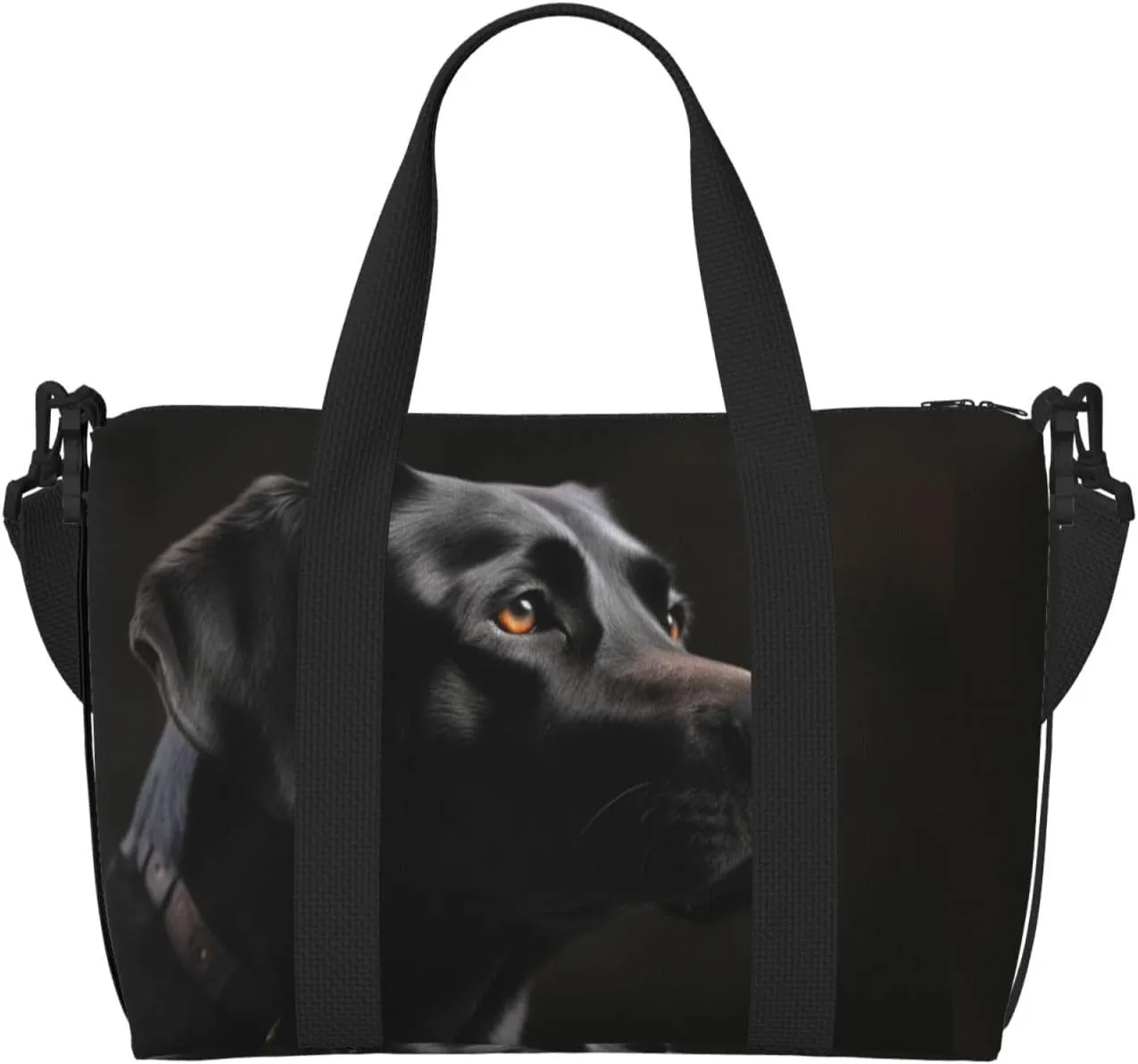 Sports Gym Bag for Women Men Travel Duffel Bag Tote Black Labrador Weekender Bag Canvas Carry on Overnight Bag for Travel Swimming Fitness Workout Sports Duffle Bag