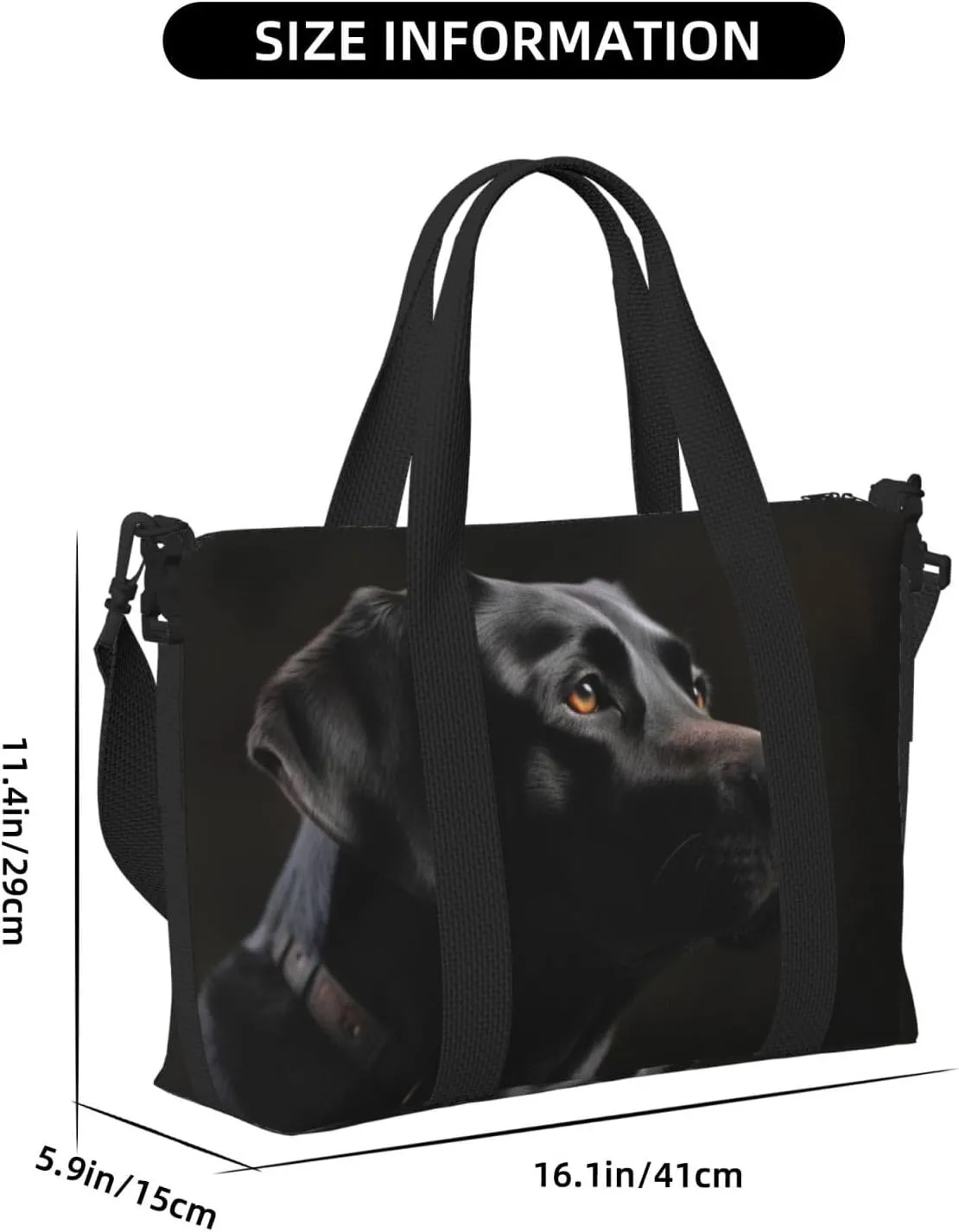 Sports Gym Bag for Women Men Travel Duffel Bag Tote Black Labrador Weekender Bag Canvas Carry on Overnight Bag for Travel Swimming Fitness Workout Sports Duffle Bag