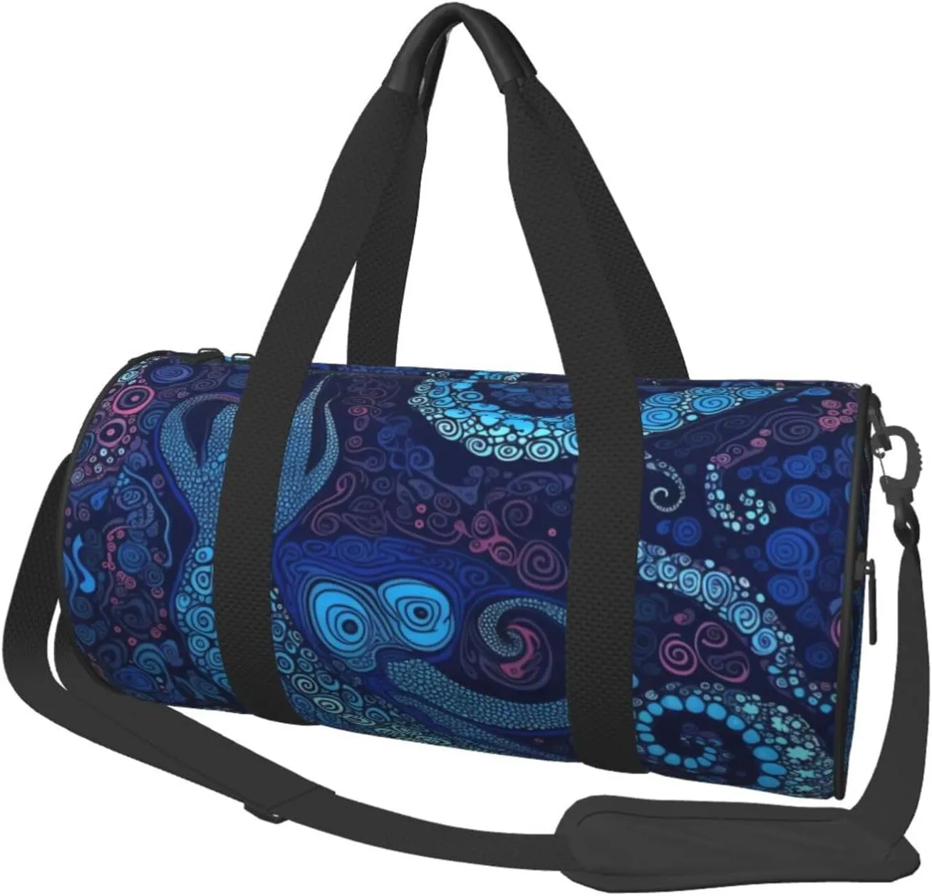 Sports Gym Bag for Women Men Travel Duffel Bag Tote Blue Octopus Weekender Bag Canvas Carry on Overnight Bag for Travel Swimming Fitness Workout Sports Duffle Bag