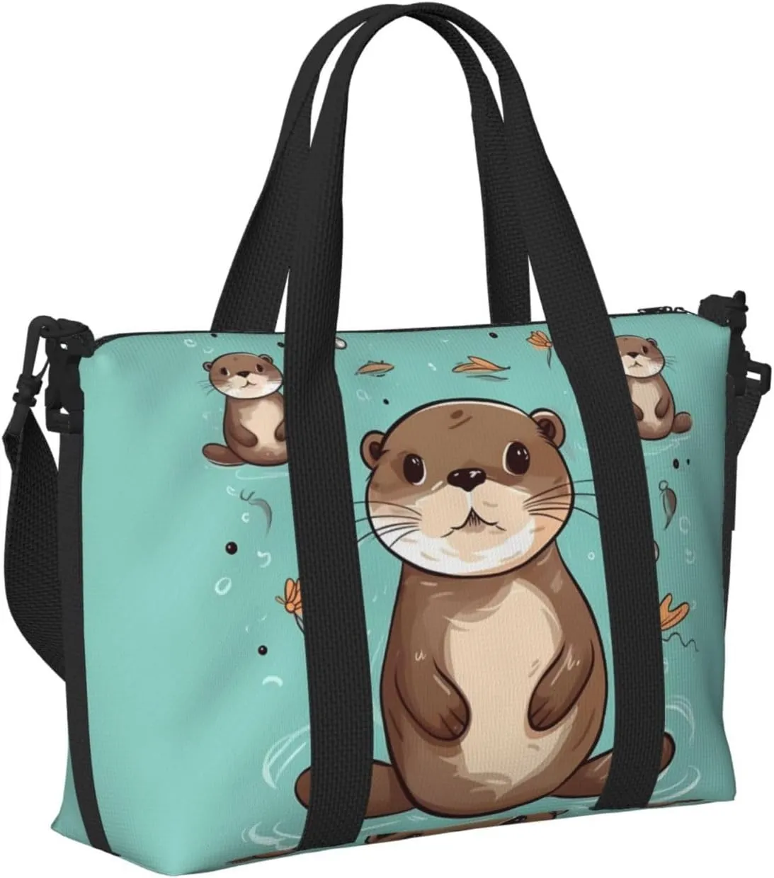 Sports Gym Bag for Women Men Travel Duffel Bag Tote Cartoon Cute Otter Weekender Bag Canvas Carry on Overnight Bag for Travel Swimming Fitness Workout Sports Duffle Bag