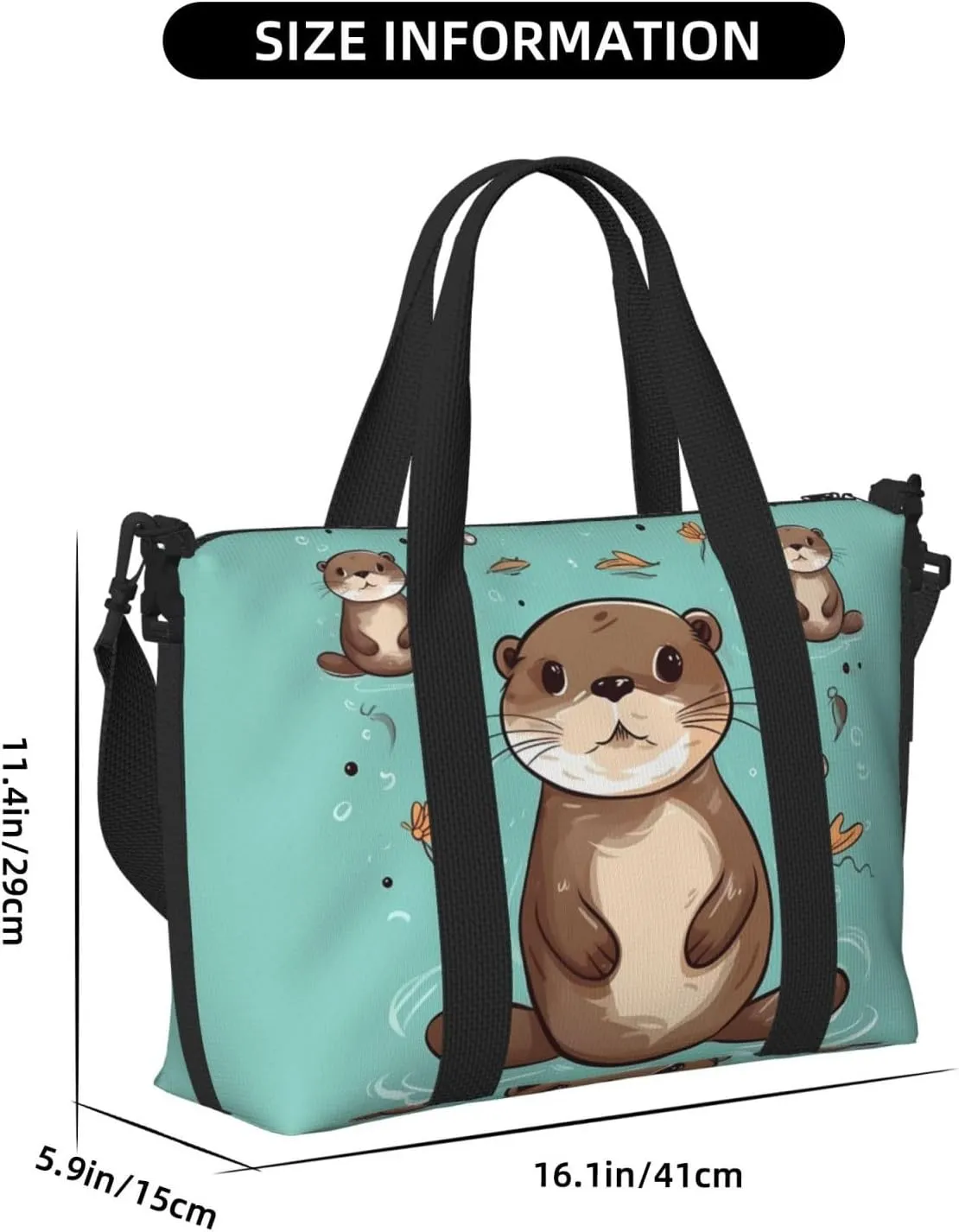 Sports Gym Bag for Women Men Travel Duffel Bag Tote Cartoon Cute Otter Weekender Bag Canvas Carry on Overnight Bag for Travel Swimming Fitness Workout Sports Duffle Bag