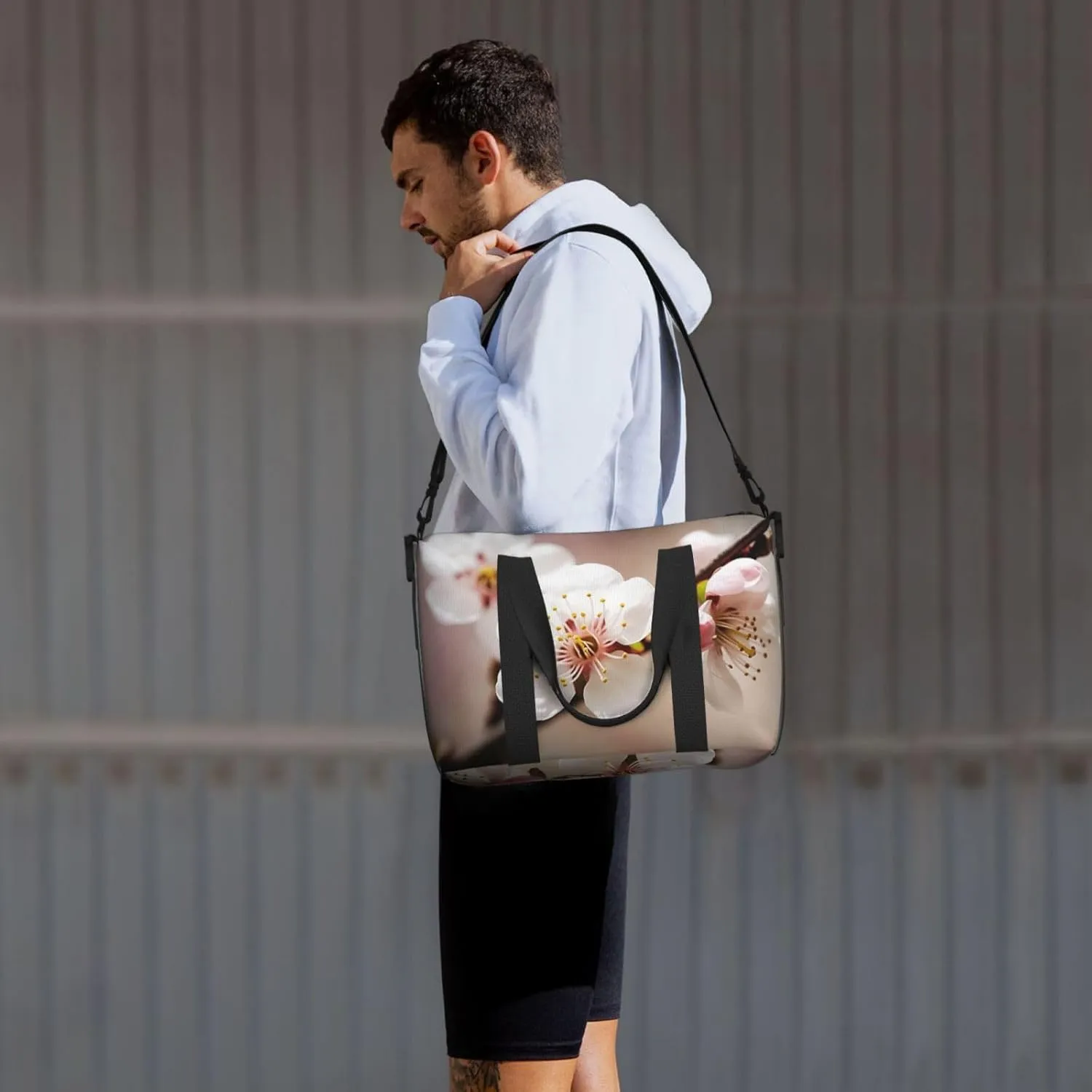 Sports Gym Bag for Women Men Travel Duffel Bag Tote Cherry Blossom Weekender Bag Canvas Carry on Overnight Bag for Travel Swimming Fitness Workout Sports Duffle Bag