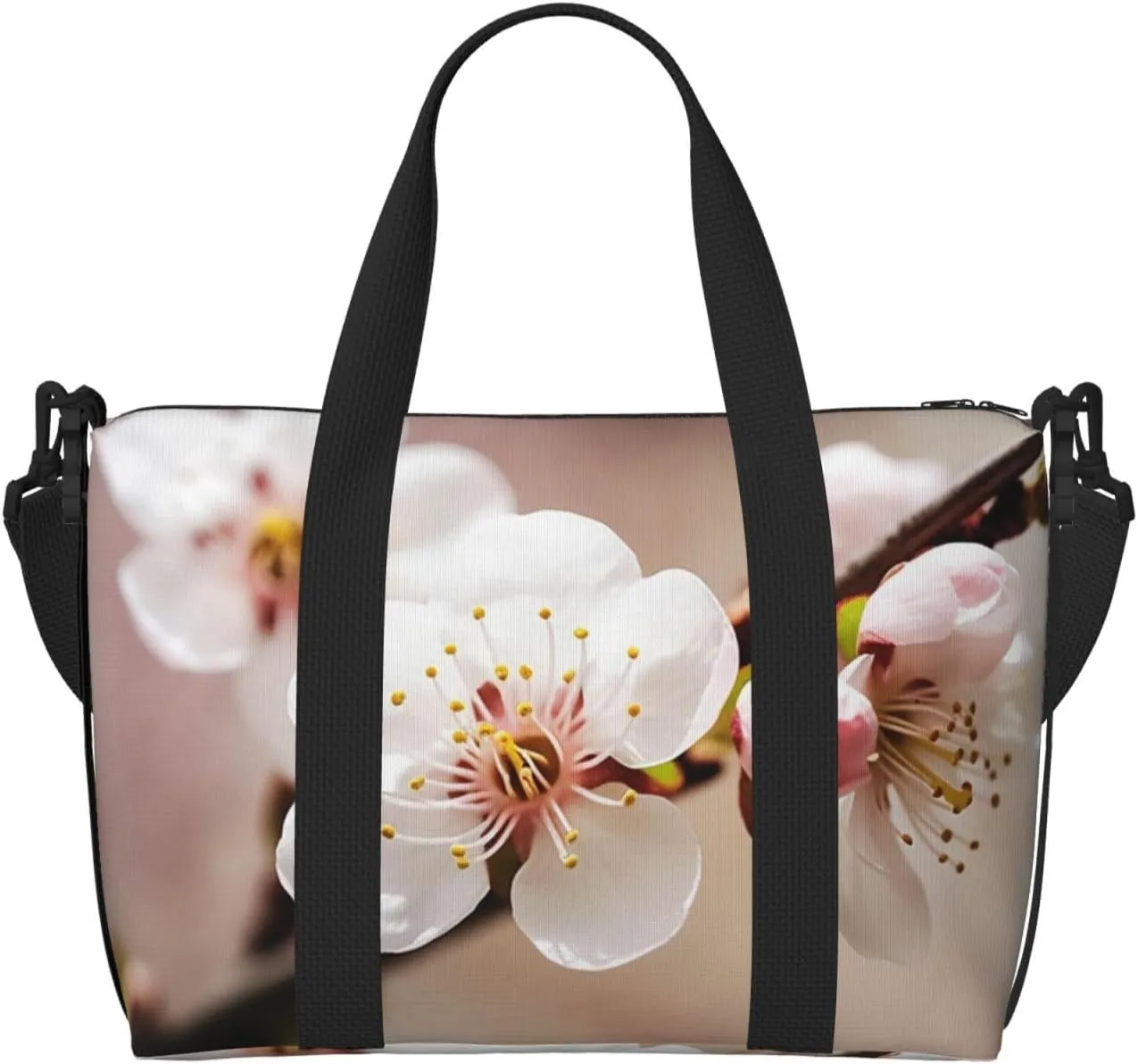 Sports Gym Bag for Women Men Travel Duffel Bag Tote Cherry Blossom Weekender Bag Canvas Carry on Overnight Bag for Travel Swimming Fitness Workout Sports Duffle Bag