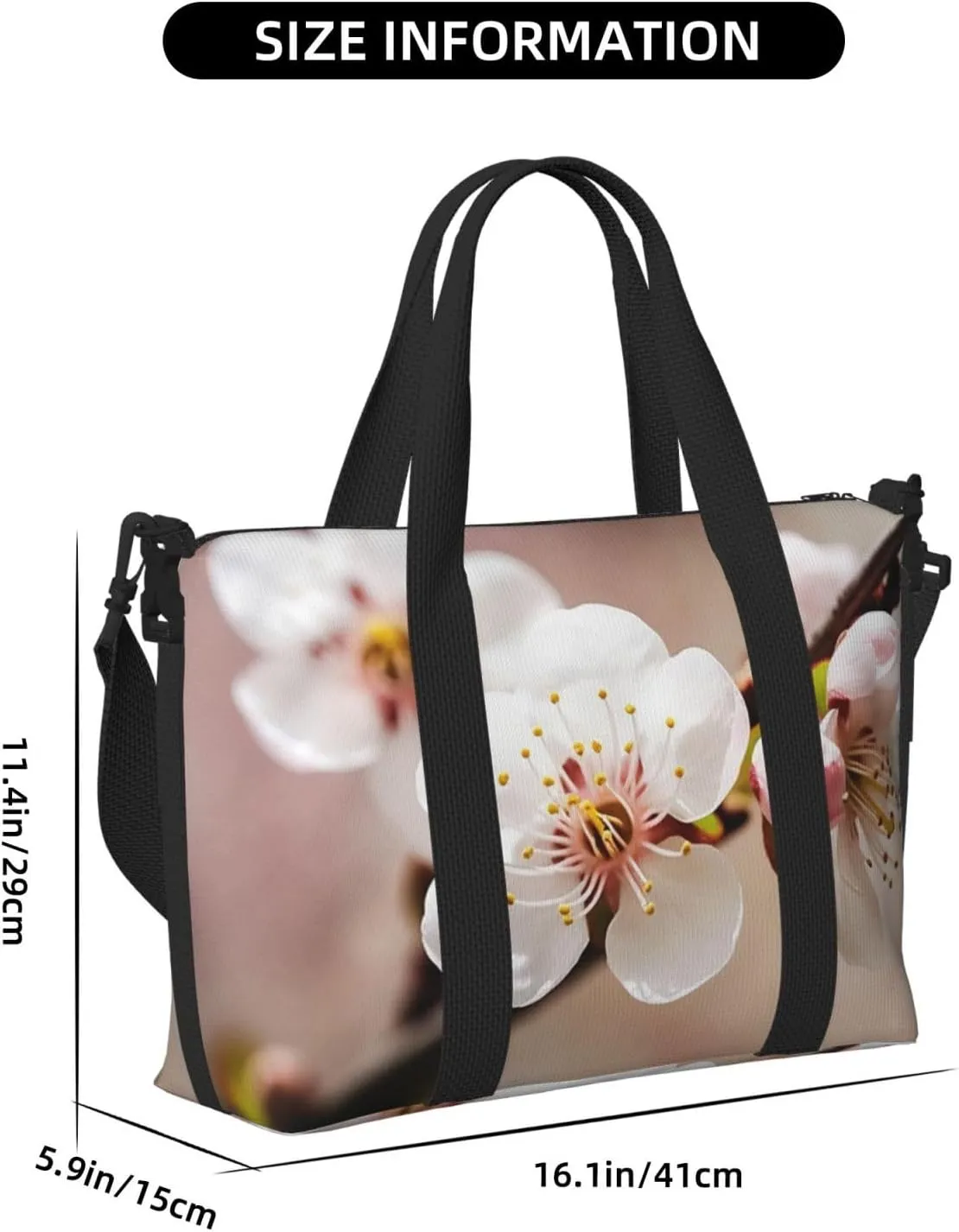 Sports Gym Bag for Women Men Travel Duffel Bag Tote Cherry Blossom Weekender Bag Canvas Carry on Overnight Bag for Travel Swimming Fitness Workout Sports Duffle Bag