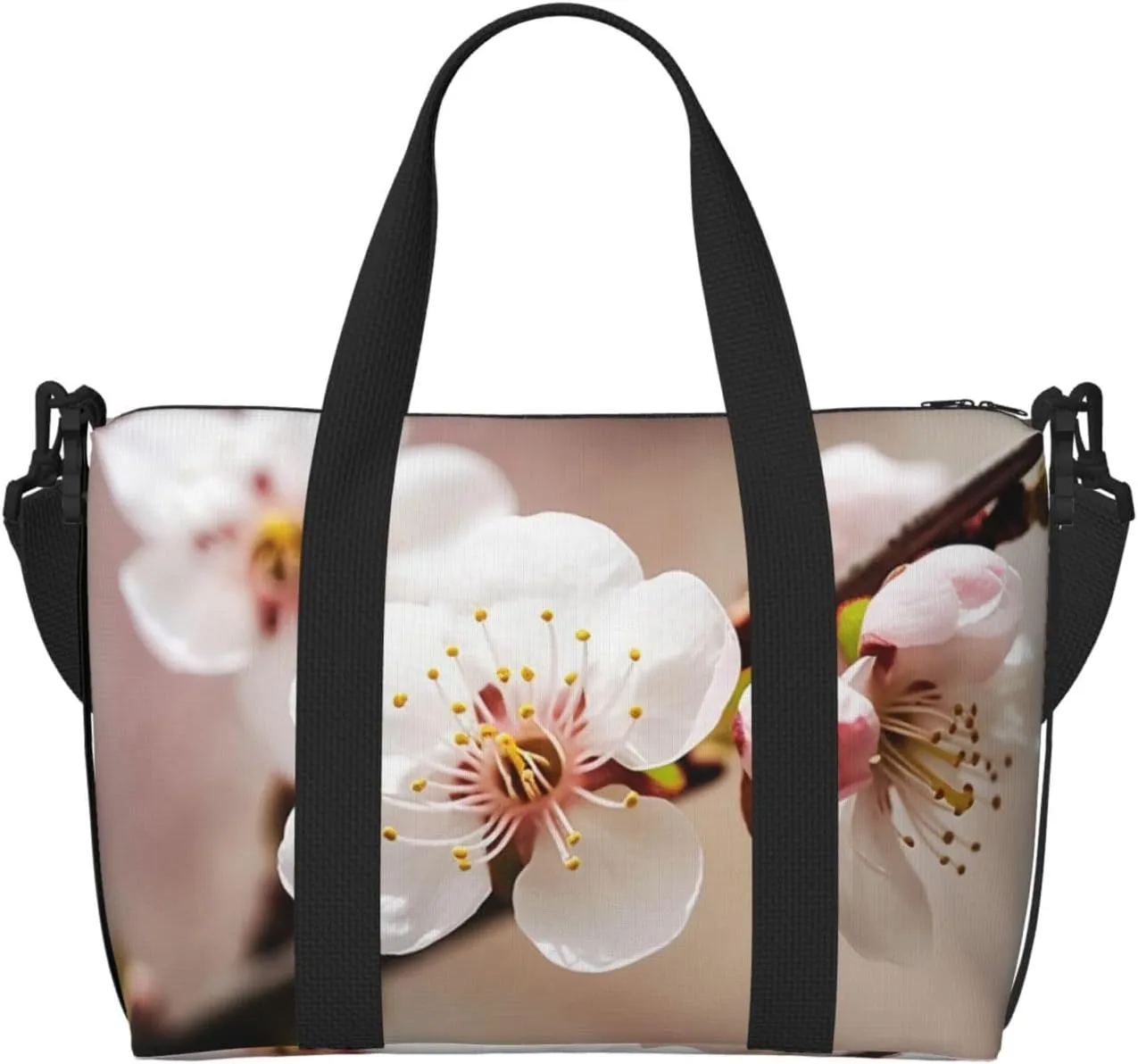 Sports Gym Bag for Women Men Travel Duffel Bag Tote Cherry Blossom Weekender Bag Canvas Carry on Overnight Bag for Travel Swimming Fitness Workout Sports Duffle Bag