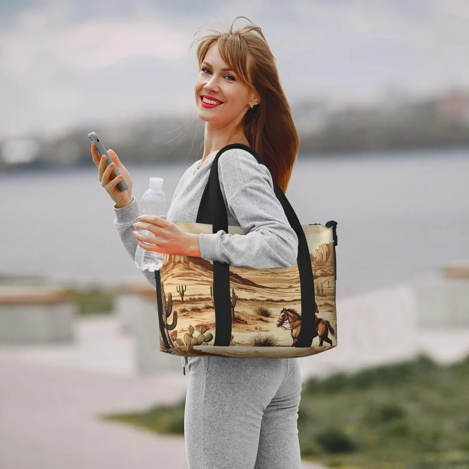 Sports Gym Bag for Women Men Travel Duffel Bag Tote Cowboys Riding Horses Weekender Bag Canvas Carry on Overnight Bag for Travel Swimming Fitness Workout Sports Duffle Bag