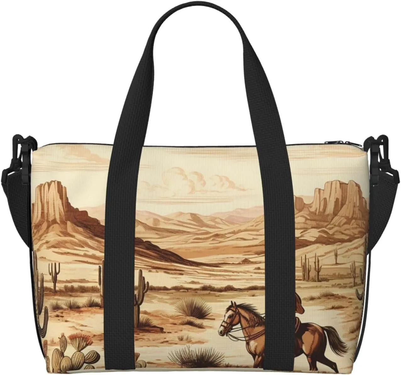 Sports Gym Bag for Women Men Travel Duffel Bag Tote Cowboys Riding Horses Weekender Bag Canvas Carry on Overnight Bag for Travel Swimming Fitness Workout Sports Duffle Bag