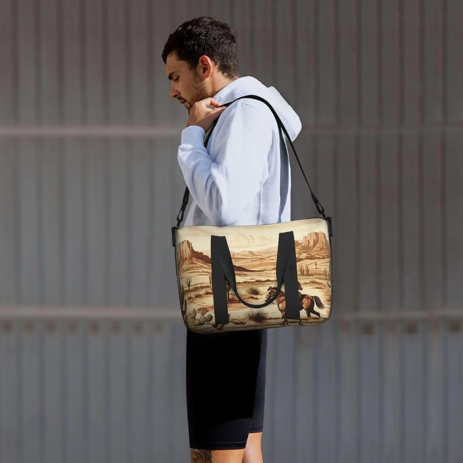 Sports Gym Bag for Women Men Travel Duffel Bag Tote Cowboys Riding Horses Weekender Bag Canvas Carry on Overnight Bag for Travel Swimming Fitness Workout Sports Duffle Bag