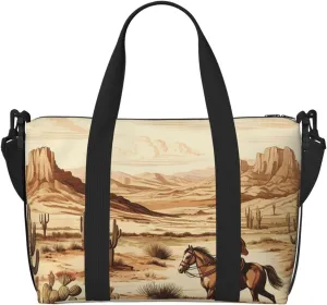 Sports Gym Bag for Women Men Travel Duffel Bag Tote Cowboys Riding Horses Weekender Bag Canvas Carry on Overnight Bag for Travel Swimming Fitness Workout Sports Duffle Bag