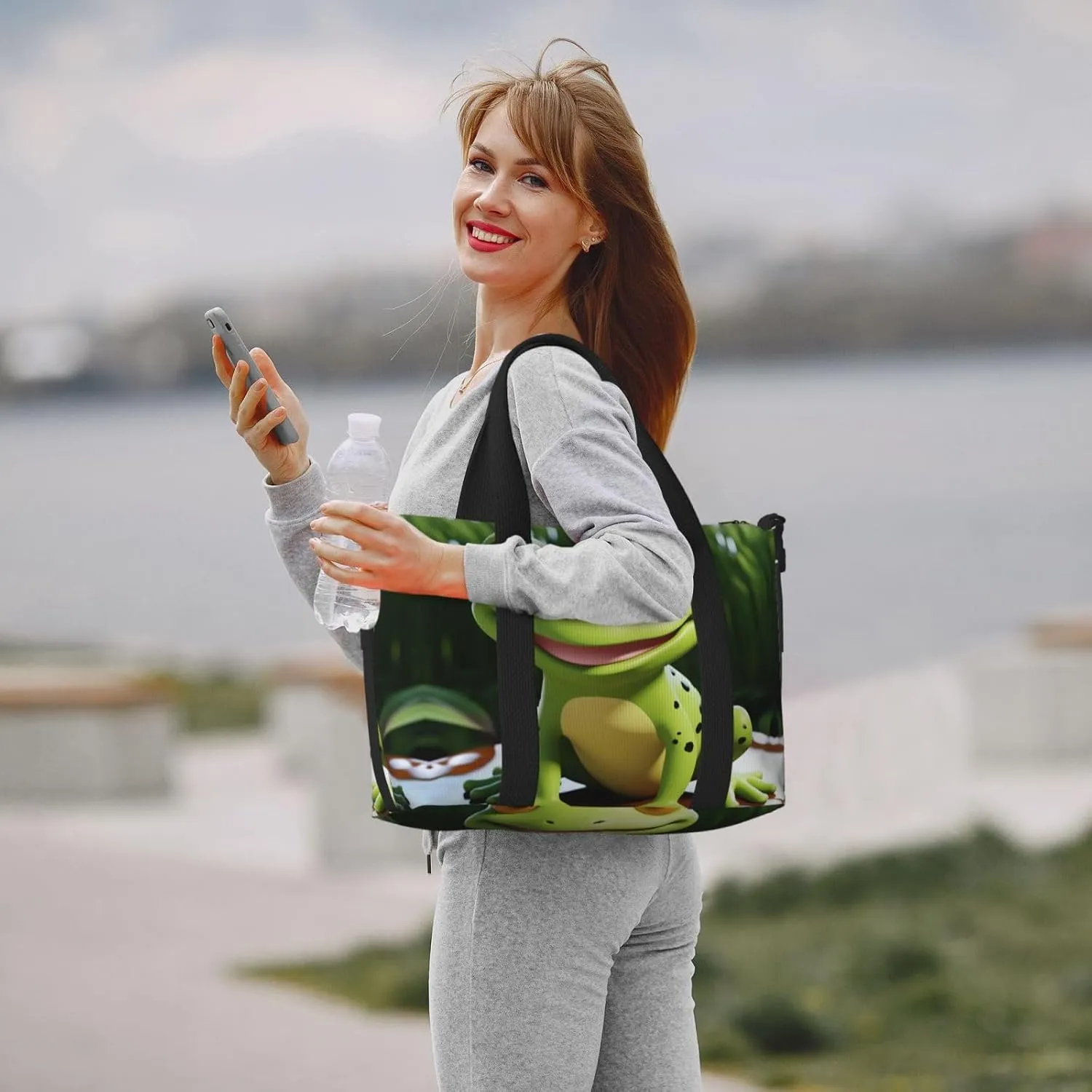 Sports Gym Bag for Women Men Travel Duffel Bag Tote cute frog Weekender Bag Canvas Carry on Overnight Bag for Travel Swimming Fitness Workout Sports Duffle Bag