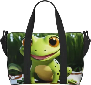Sports Gym Bag for Women Men Travel Duffel Bag Tote cute frog Weekender Bag Canvas Carry on Overnight Bag for Travel Swimming Fitness Workout Sports Duffle Bag