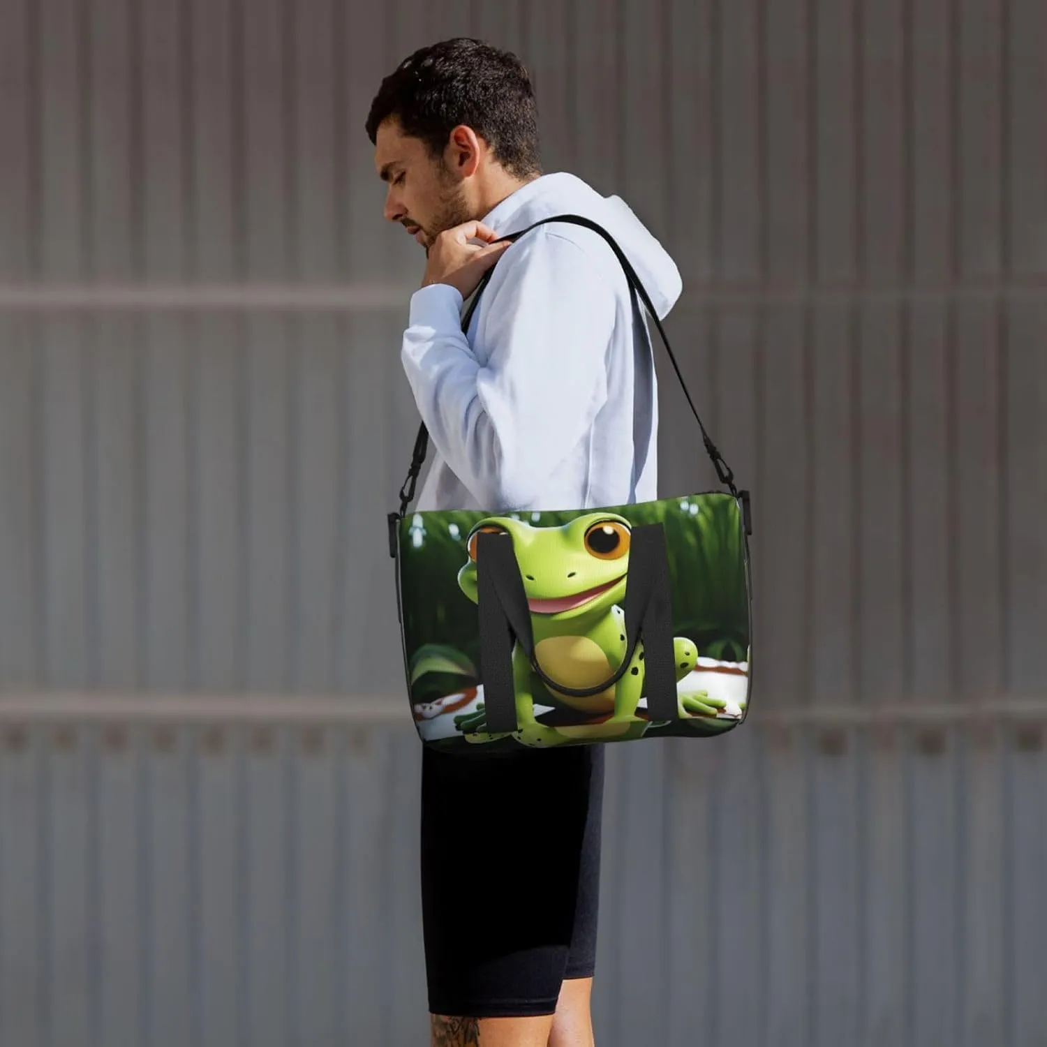 Sports Gym Bag for Women Men Travel Duffel Bag Tote cute frog Weekender Bag Canvas Carry on Overnight Bag for Travel Swimming Fitness Workout Sports Duffle Bag