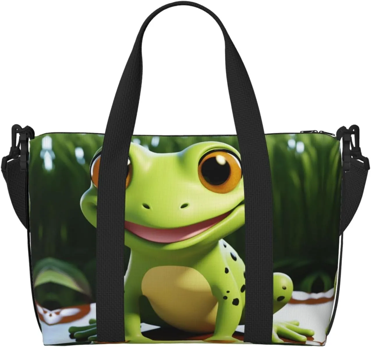 Sports Gym Bag for Women Men Travel Duffel Bag Tote cute frog Weekender Bag Canvas Carry on Overnight Bag for Travel Swimming Fitness Workout Sports Duffle Bag