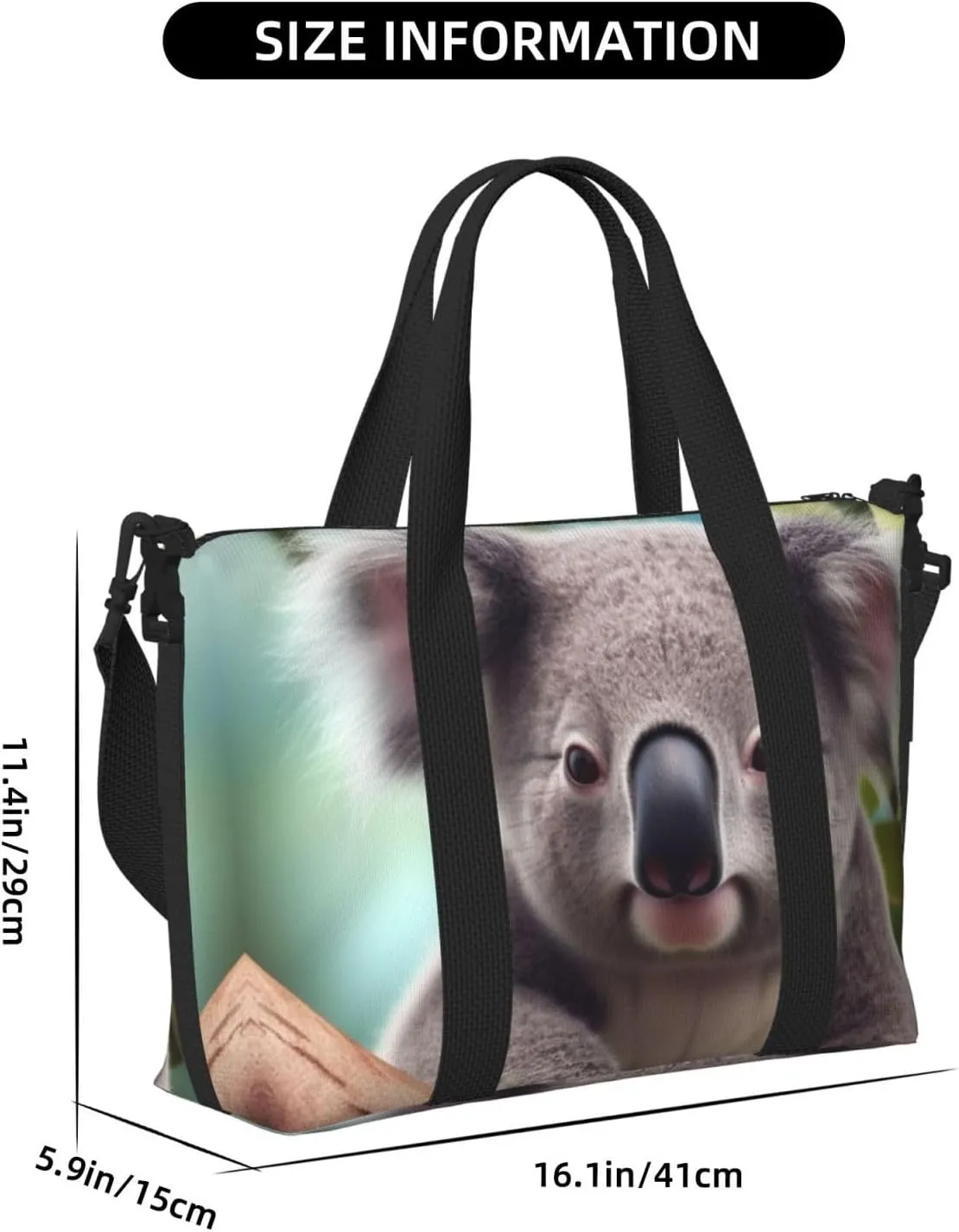 Sports Gym Bag for Women Men Travel Duffel Bag Tote Cute Koala Weekender Bag Canvas Carry on Overnight Bag for Travel Swimming Fitness Workout Sports Duffle Bag