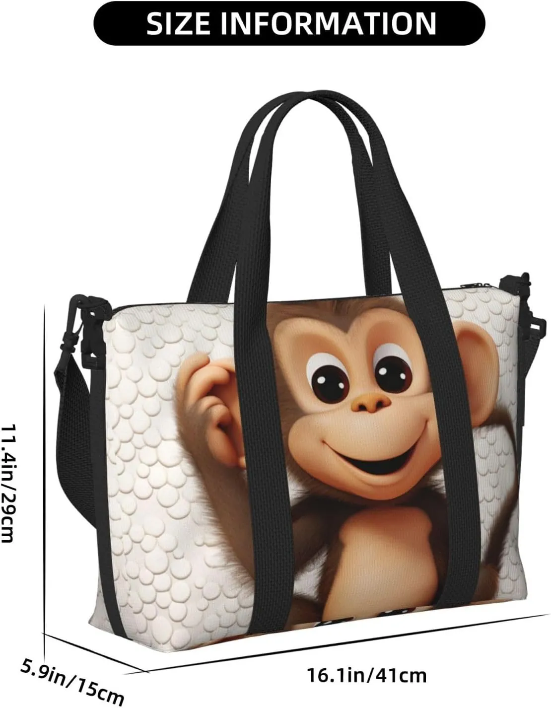 Sports Gym Bag for Women Men Travel Duffel Bag Tote cute monkey Weekender Bag Canvas Carry on Overnight Bag for Travel Swimming Fitness Workout Sports Duffle Bag