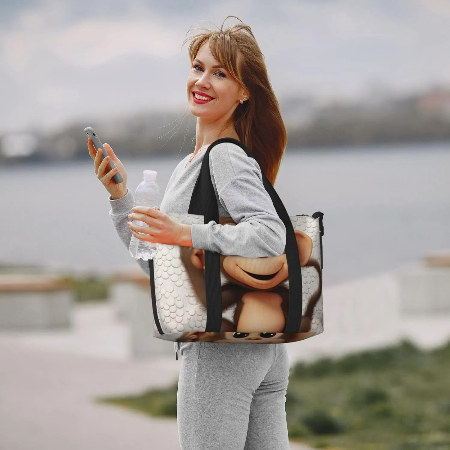 Sports Gym Bag for Women Men Travel Duffel Bag Tote cute monkey Weekender Bag Canvas Carry on Overnight Bag for Travel Swimming Fitness Workout Sports Duffle Bag