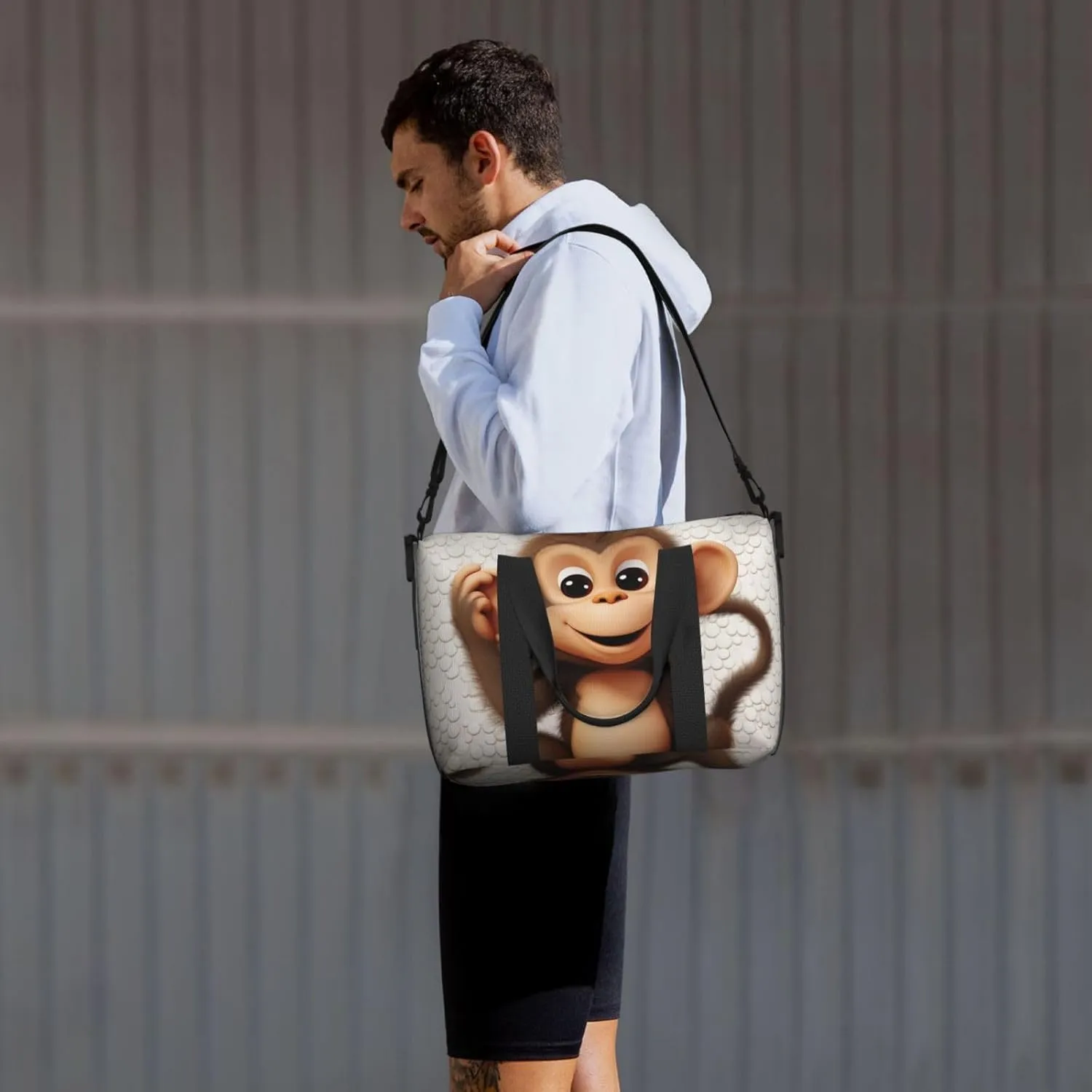 Sports Gym Bag for Women Men Travel Duffel Bag Tote cute monkey Weekender Bag Canvas Carry on Overnight Bag for Travel Swimming Fitness Workout Sports Duffle Bag