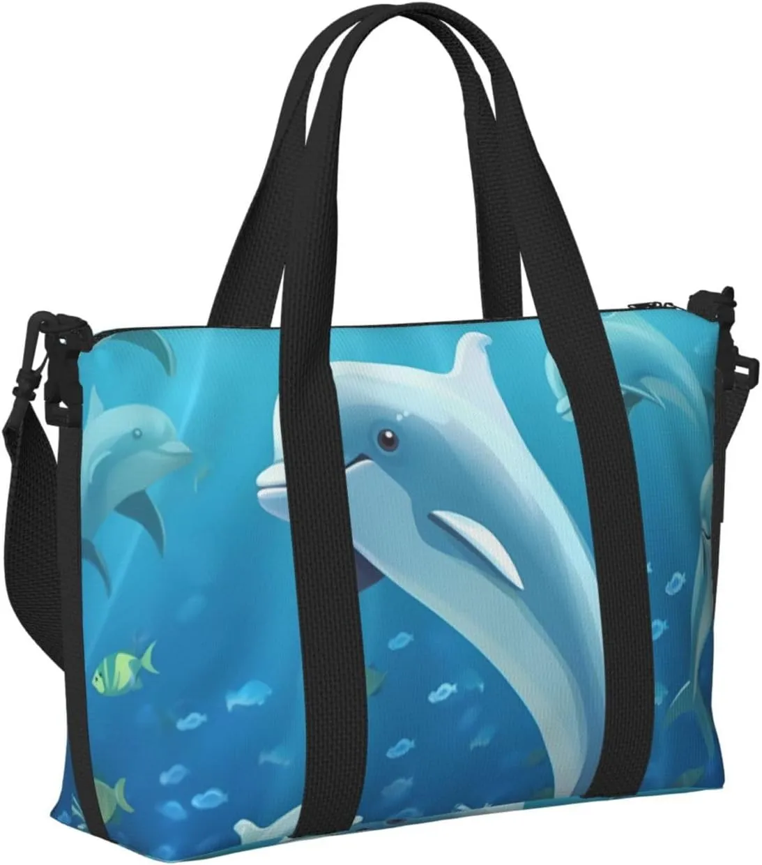 Sports Gym Bag for Women Men Travel Duffel Bag Tote Dolphin Weekender Bag Canvas Carry on Overnight Bag for Travel Swimming Fitness Workout Sports Duffle Bag