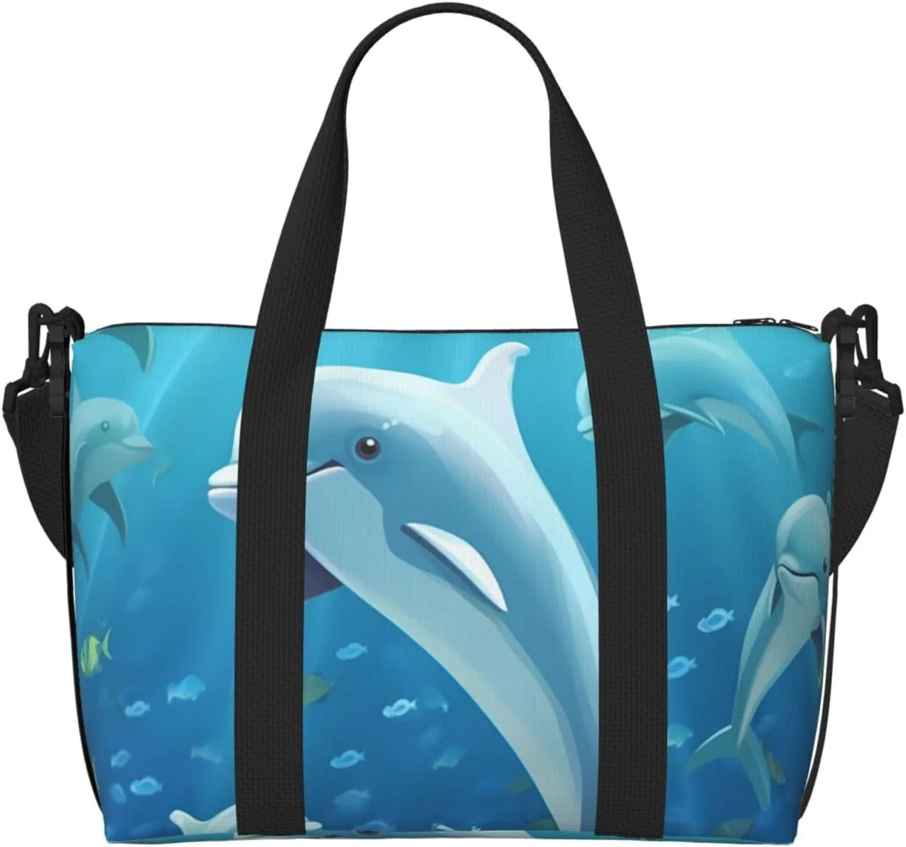 Sports Gym Bag for Women Men Travel Duffel Bag Tote Dolphin Weekender Bag Canvas Carry on Overnight Bag for Travel Swimming Fitness Workout Sports Duffle Bag
