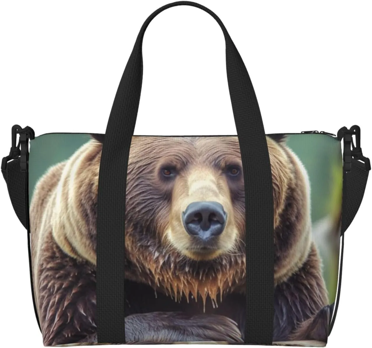 Sports Gym Bag for Women Men Travel Duffel Bag Tote Grizzly bear Weekender Bag Canvas Carry on Overnight Bag for Travel Swimming Fitness Workout Sports Duffle Bag