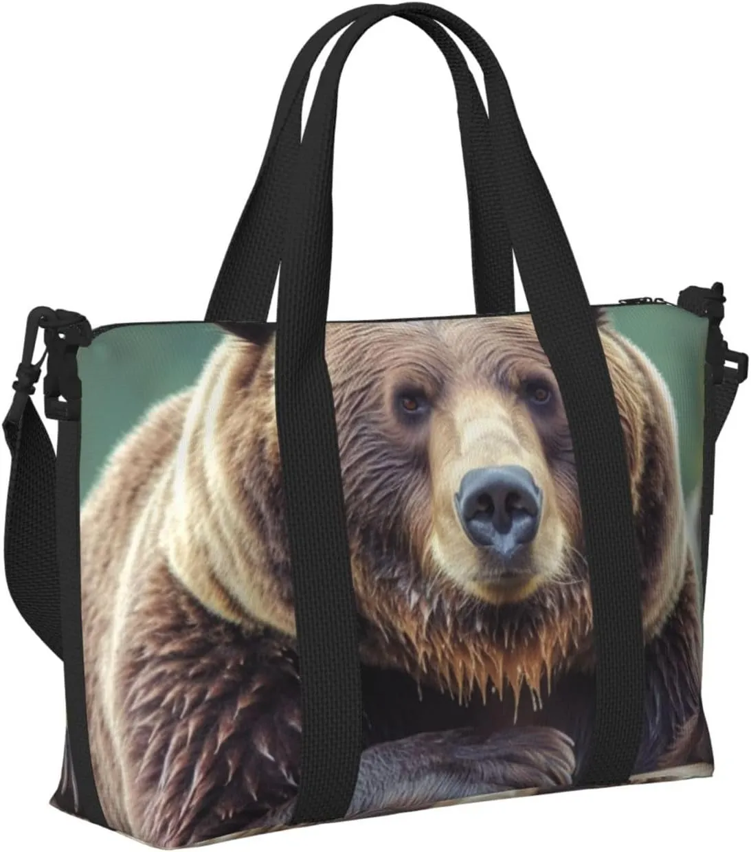 Sports Gym Bag for Women Men Travel Duffel Bag Tote Grizzly bear Weekender Bag Canvas Carry on Overnight Bag for Travel Swimming Fitness Workout Sports Duffle Bag