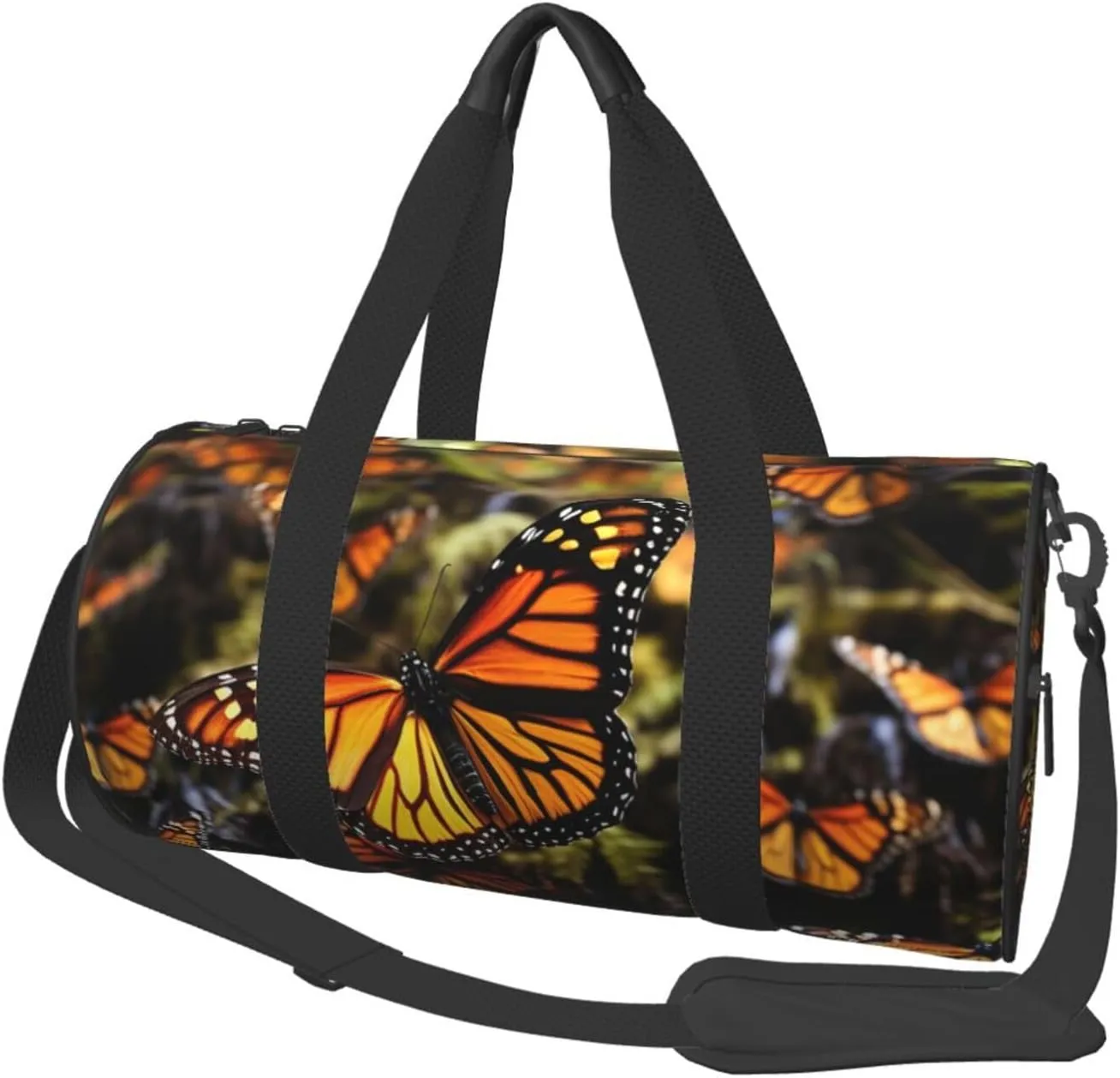 Sports Gym Bag for Women Men Travel Duffel Bag Tote Heaps of Orange Monarch Butterflies Weekender Bag Canvas Carry on Overnight Bag for Travel Swimming Fitness Workout Sports Duffle Bag