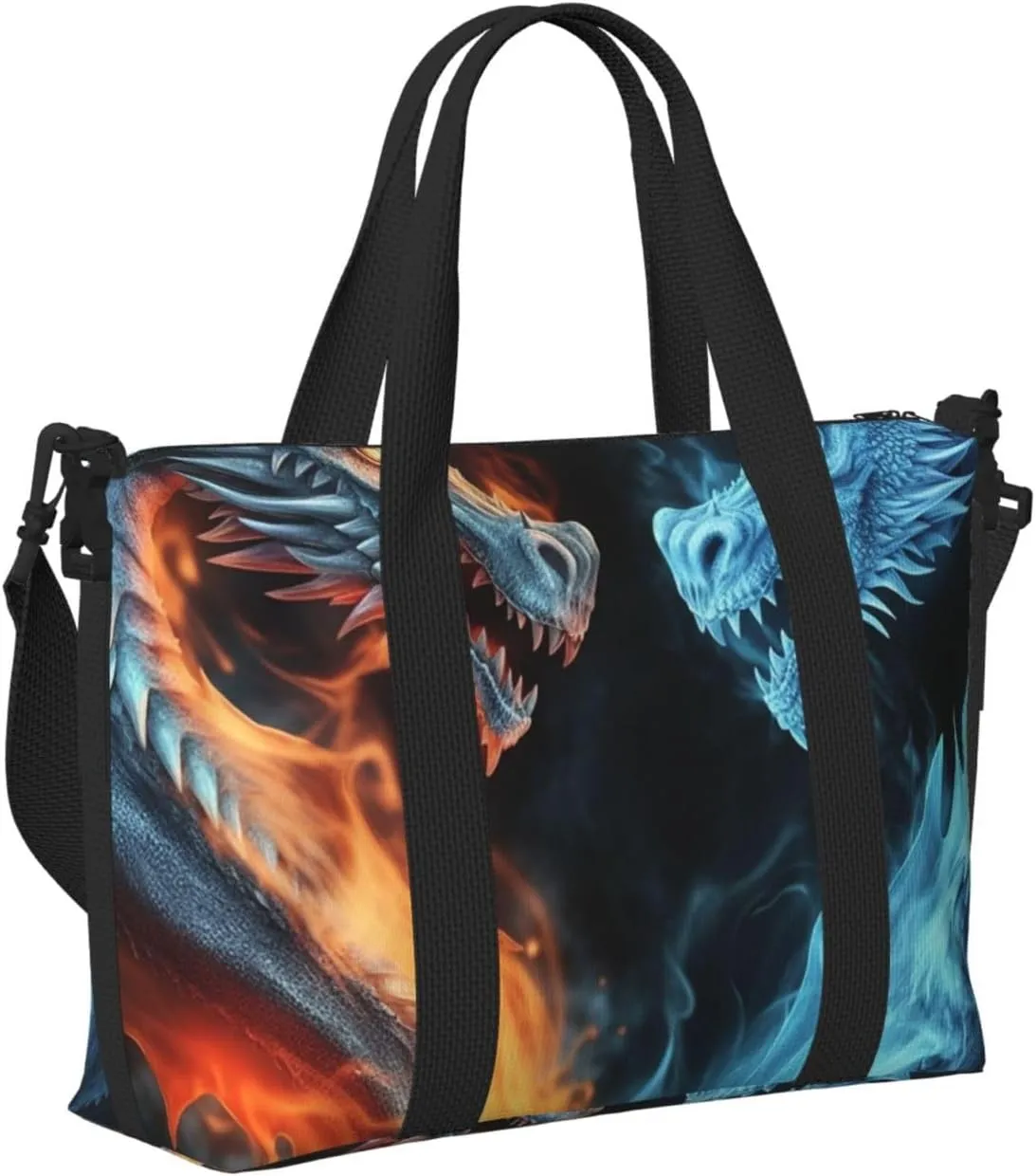 Sports Gym Bag for Women Men Travel Duffel Bag Tote Ice and Fire Dragons Weekender Bag Canvas Carry on Overnight Bag for Travel Swimming Fitness Workout Sports Duffle Bag