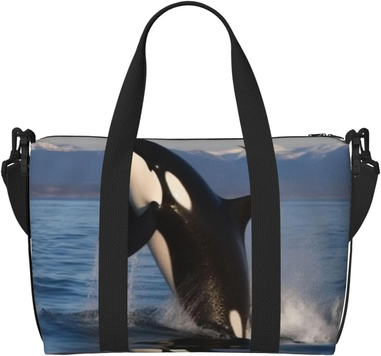 Sports Gym Bag for Women Men Travel Duffel Bag Tote Killer Whale Weekender Bag Canvas Carry on Overnight Bag for Travel Swimming Fitness Workout Sports Duffle Bag