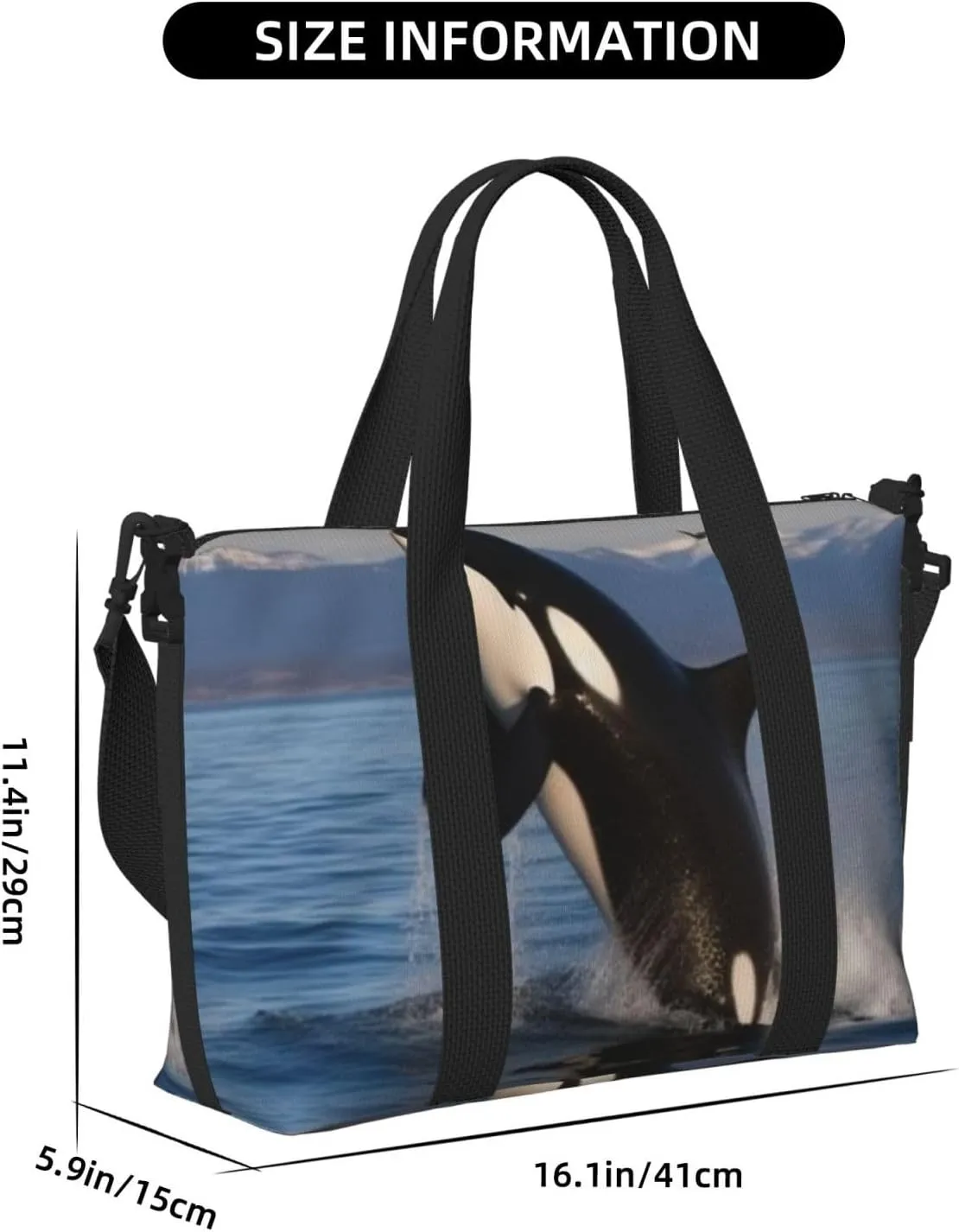Sports Gym Bag for Women Men Travel Duffel Bag Tote Killer Whale Weekender Bag Canvas Carry on Overnight Bag for Travel Swimming Fitness Workout Sports Duffle Bag