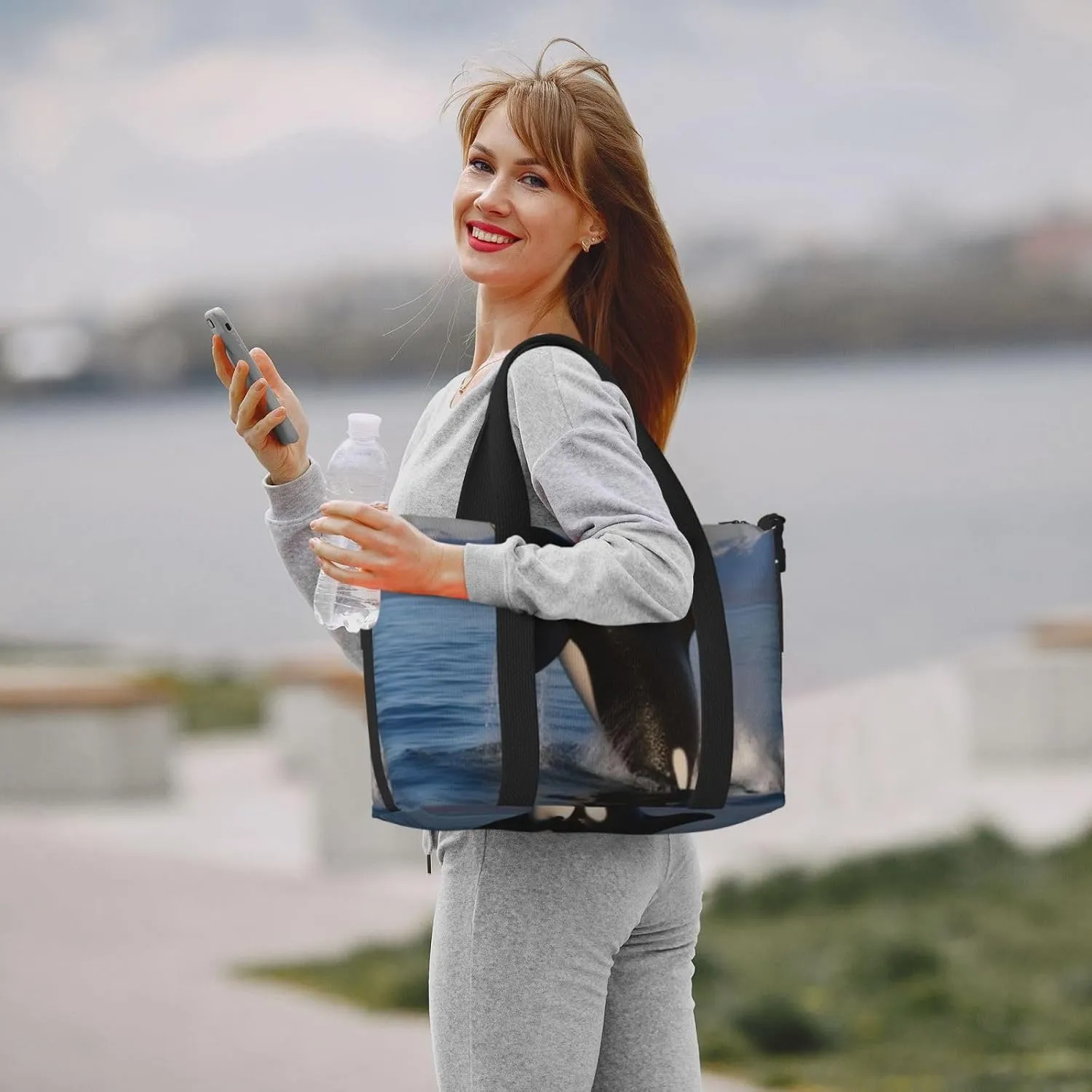 Sports Gym Bag for Women Men Travel Duffel Bag Tote Killer Whale Weekender Bag Canvas Carry on Overnight Bag for Travel Swimming Fitness Workout Sports Duffle Bag