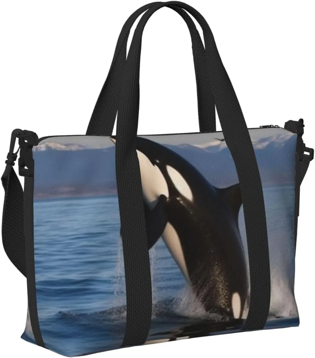 Sports Gym Bag for Women Men Travel Duffel Bag Tote Killer Whale Weekender Bag Canvas Carry on Overnight Bag for Travel Swimming Fitness Workout Sports Duffle Bag