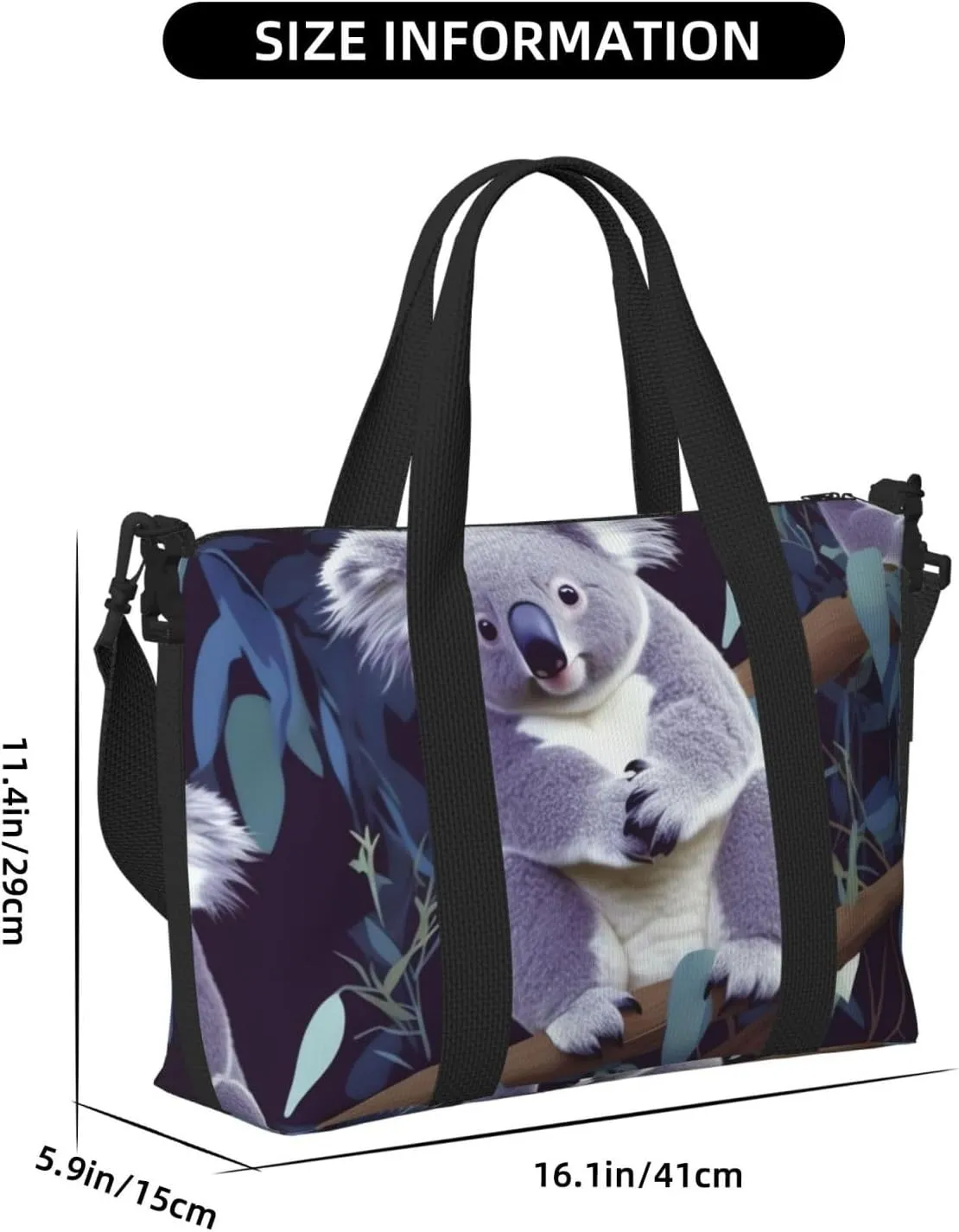 Sports Gym Bag for Women Men Travel Duffel Bag Tote lovely Koala Weekender Bag Canvas Carry on Overnight Bag for Travel Swimming Fitness Workout Sports Duffle Bag