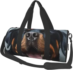 Sports Gym Bag for Women Men Travel Duffel Bag Tote Rottweiler dogs tongue head Weekender Bag Canvas Carry on Overnight Bag for Travel Swimming Fitness Workout Sports Duffle Bag