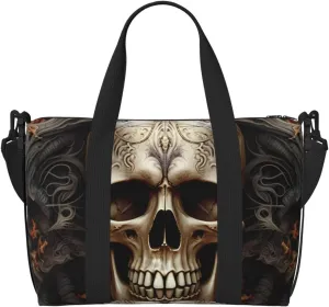 Sports Gym Bag for Women Men Travel Duffel Bag Tote Skulls Weekender Bag Canvas Carry on Overnight Bag for Travel Swimming Fitness Workout Sports Duffle Bag
