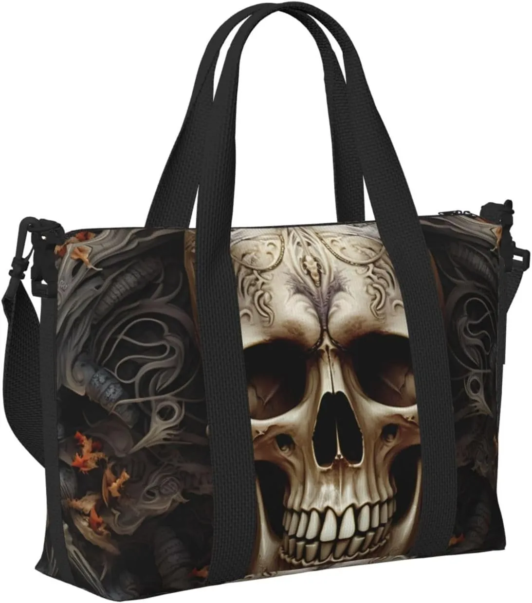 Sports Gym Bag for Women Men Travel Duffel Bag Tote Skulls Weekender Bag Canvas Carry on Overnight Bag for Travel Swimming Fitness Workout Sports Duffle Bag