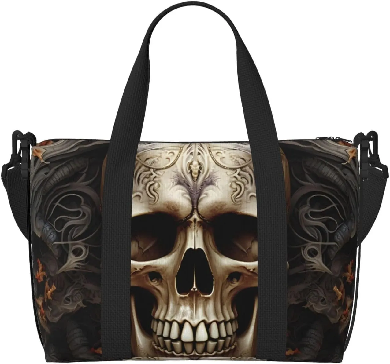Sports Gym Bag for Women Men Travel Duffel Bag Tote Skulls Weekender Bag Canvas Carry on Overnight Bag for Travel Swimming Fitness Workout Sports Duffle Bag