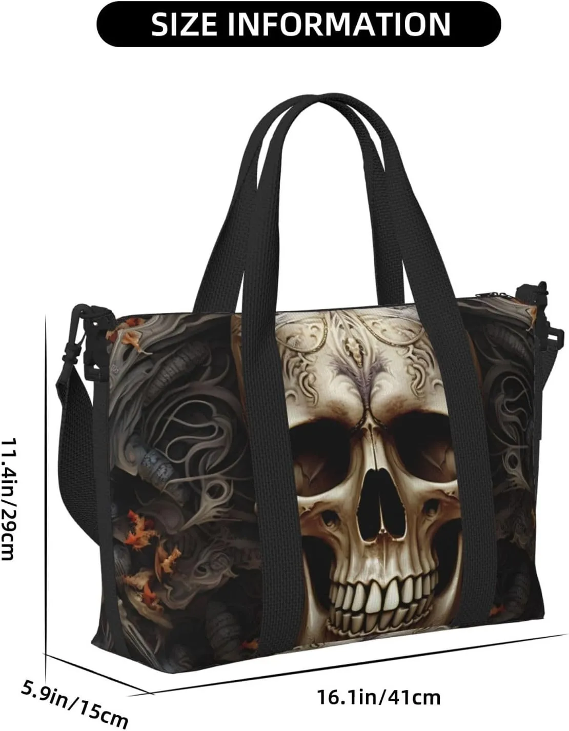 Sports Gym Bag for Women Men Travel Duffel Bag Tote Skulls Weekender Bag Canvas Carry on Overnight Bag for Travel Swimming Fitness Workout Sports Duffle Bag