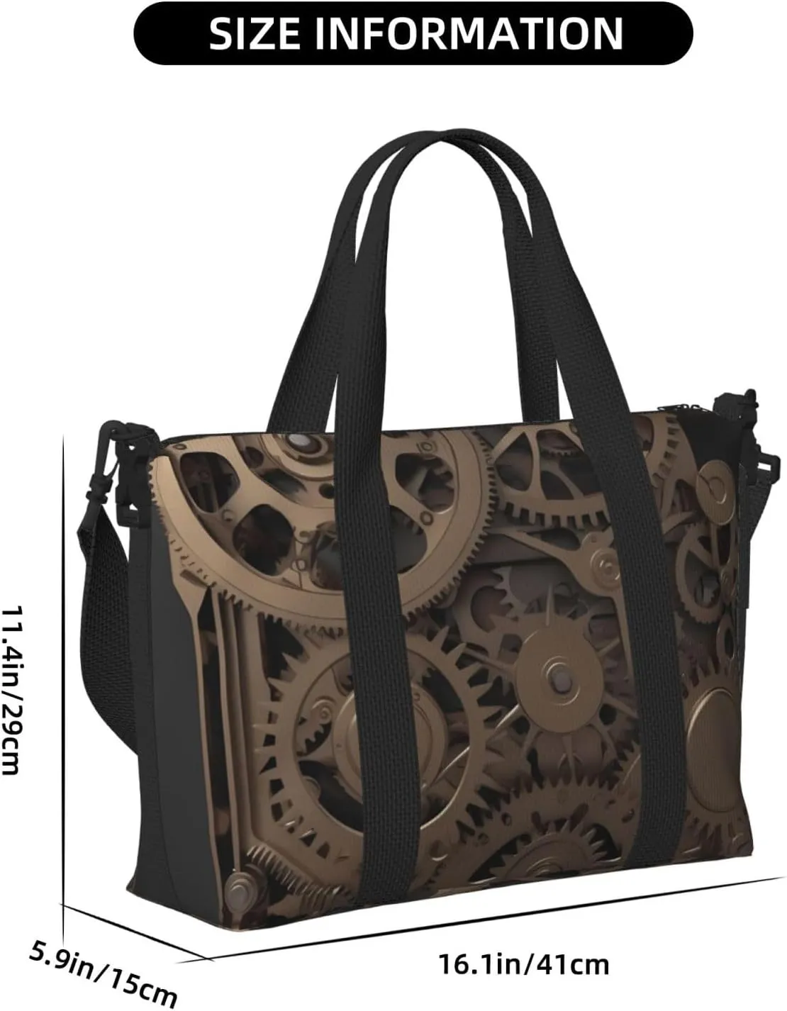 Sports Gym Bag for Women Men Travel Duffel Bag Tote Steampunk Mechanical Gears Weekender Bag Canvas Carry on Overnight Bag for Travel Swimming Fitness Workout Sports Duffle Bag