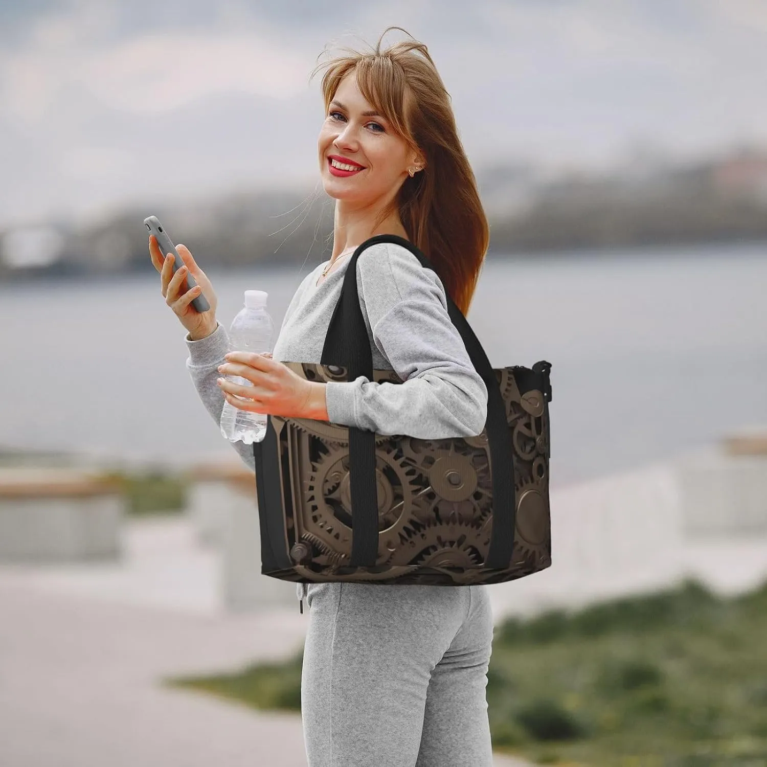 Sports Gym Bag for Women Men Travel Duffel Bag Tote Steampunk Mechanical Gears Weekender Bag Canvas Carry on Overnight Bag for Travel Swimming Fitness Workout Sports Duffle Bag