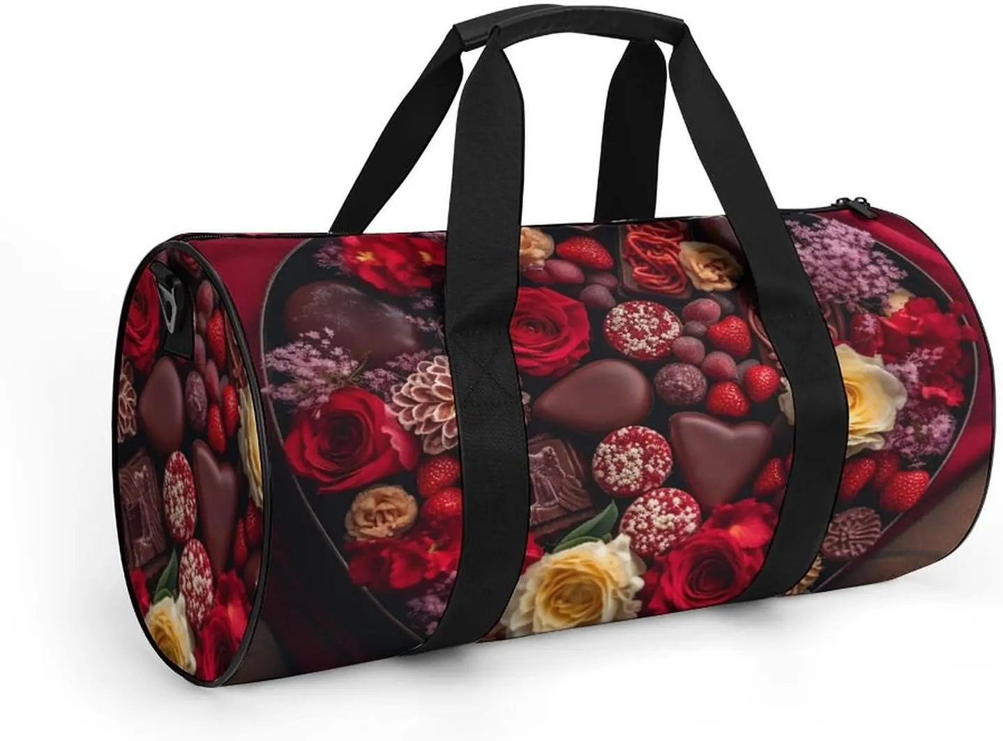 Sports Gym Bag for Women Men Travel Duffel Bag Tote Weekender Bag Chocolates And Flowers Carry on Overnight Bag for Travel Swimming Fitness Workout Sports Duffle Bag