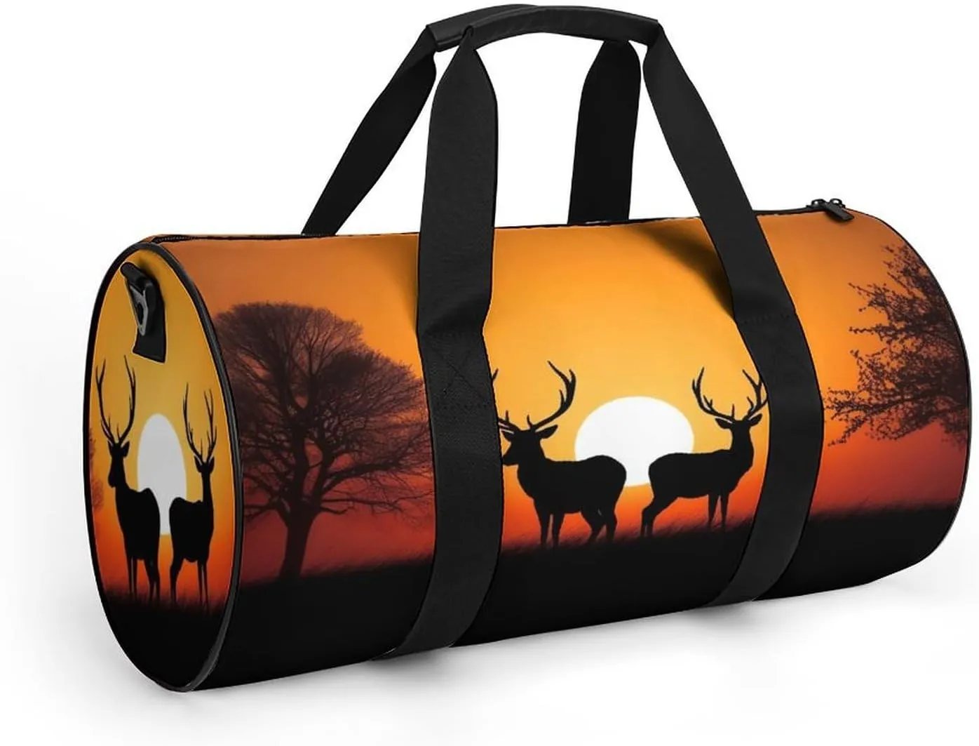 Sports Gym Bag for Women Men Travel Duffel Bag Tote Weekender Bag Nature Sunset Deer Carry on Overnight Bag for Travel Swimming Fitness Workout Sports Duffle Bag