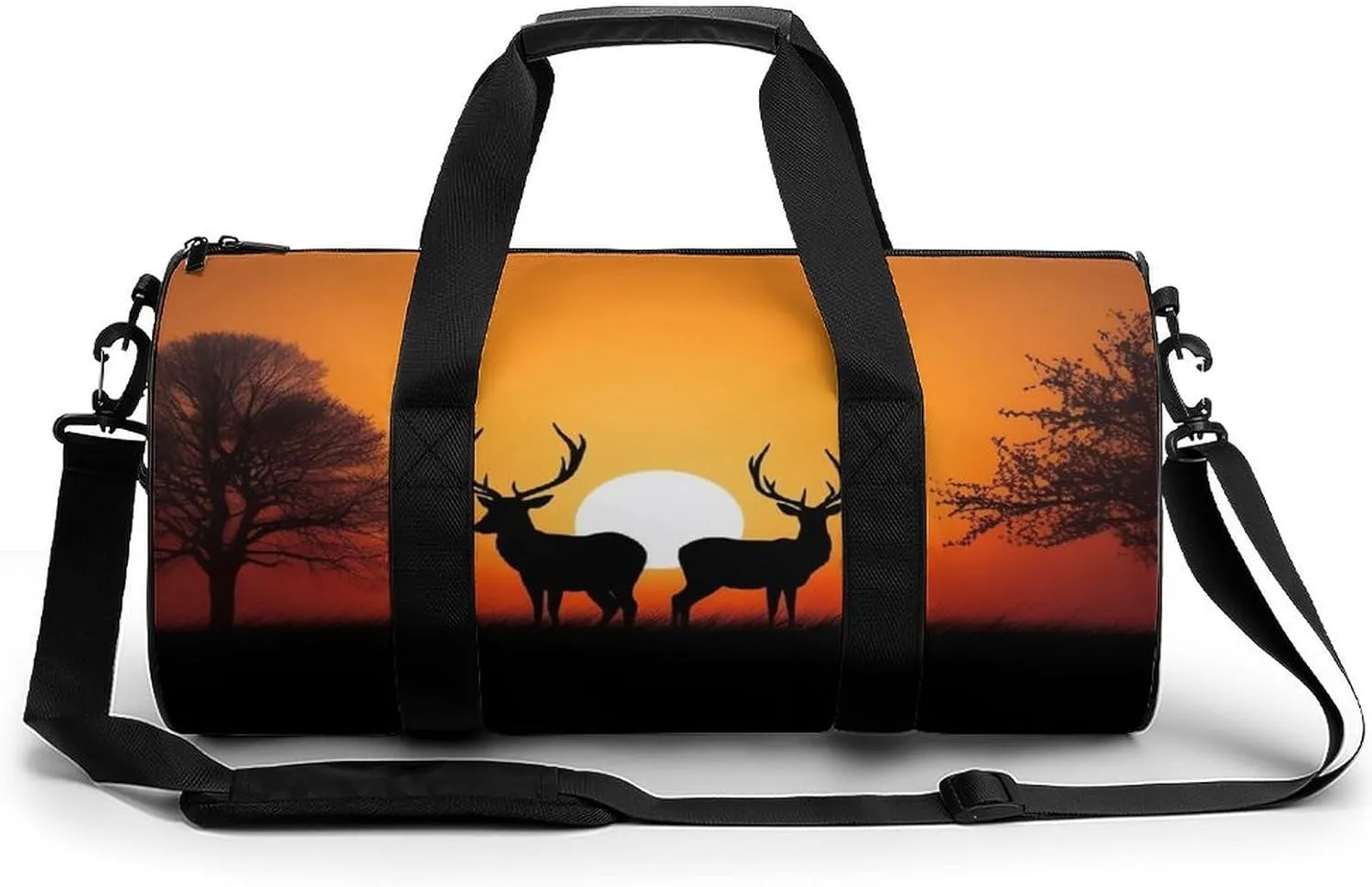 Sports Gym Bag for Women Men Travel Duffel Bag Tote Weekender Bag Nature Sunset Deer Carry on Overnight Bag for Travel Swimming Fitness Workout Sports Duffle Bag