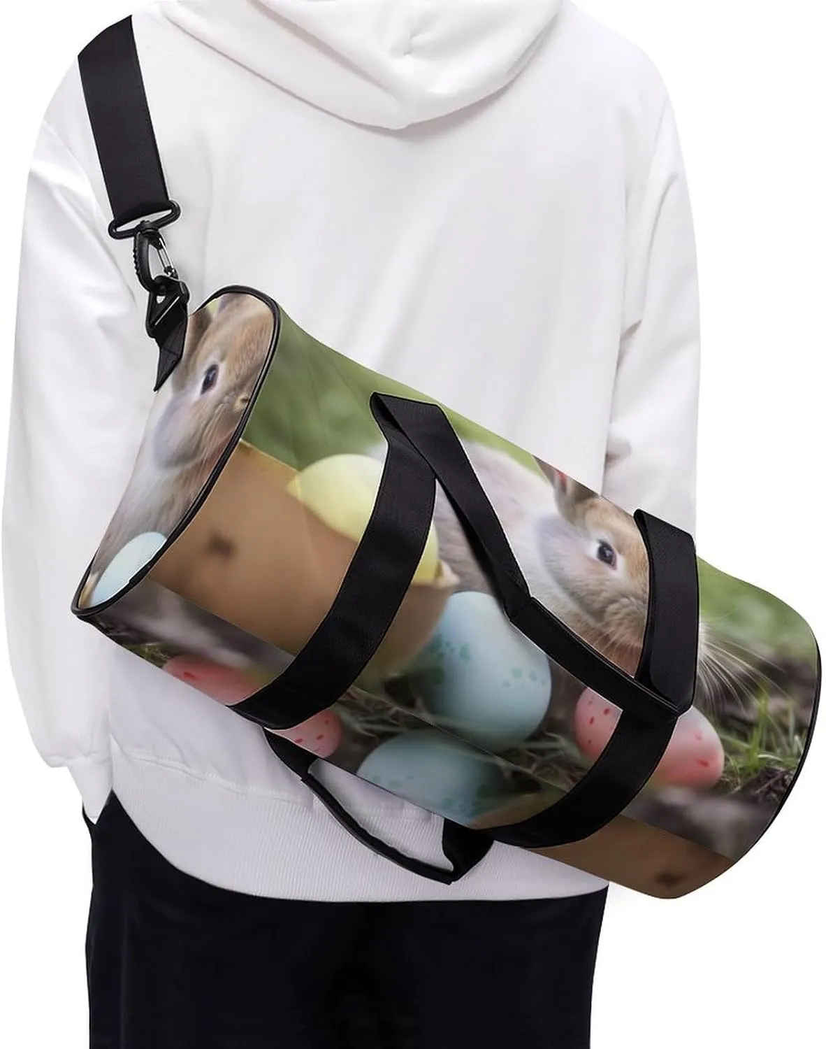 Sports Gym Bag for Women Men Travel Duffel Bag Tote Weekender Bag Rabbits Eggs Carry on Overnight Bag for Travel Swimming Fitness Workout Sports Duffle Bag