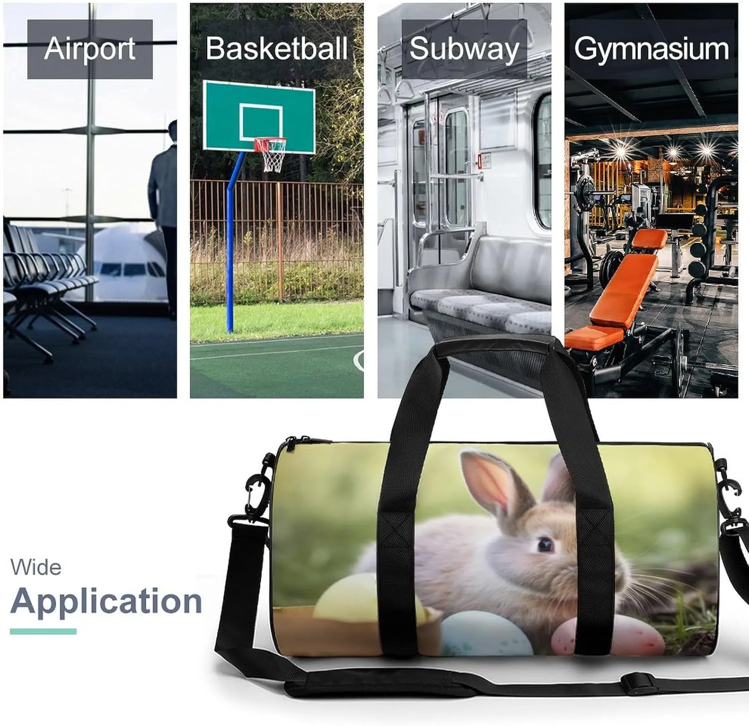 Sports Gym Bag for Women Men Travel Duffel Bag Tote Weekender Bag Rabbits Eggs Carry on Overnight Bag for Travel Swimming Fitness Workout Sports Duffle Bag